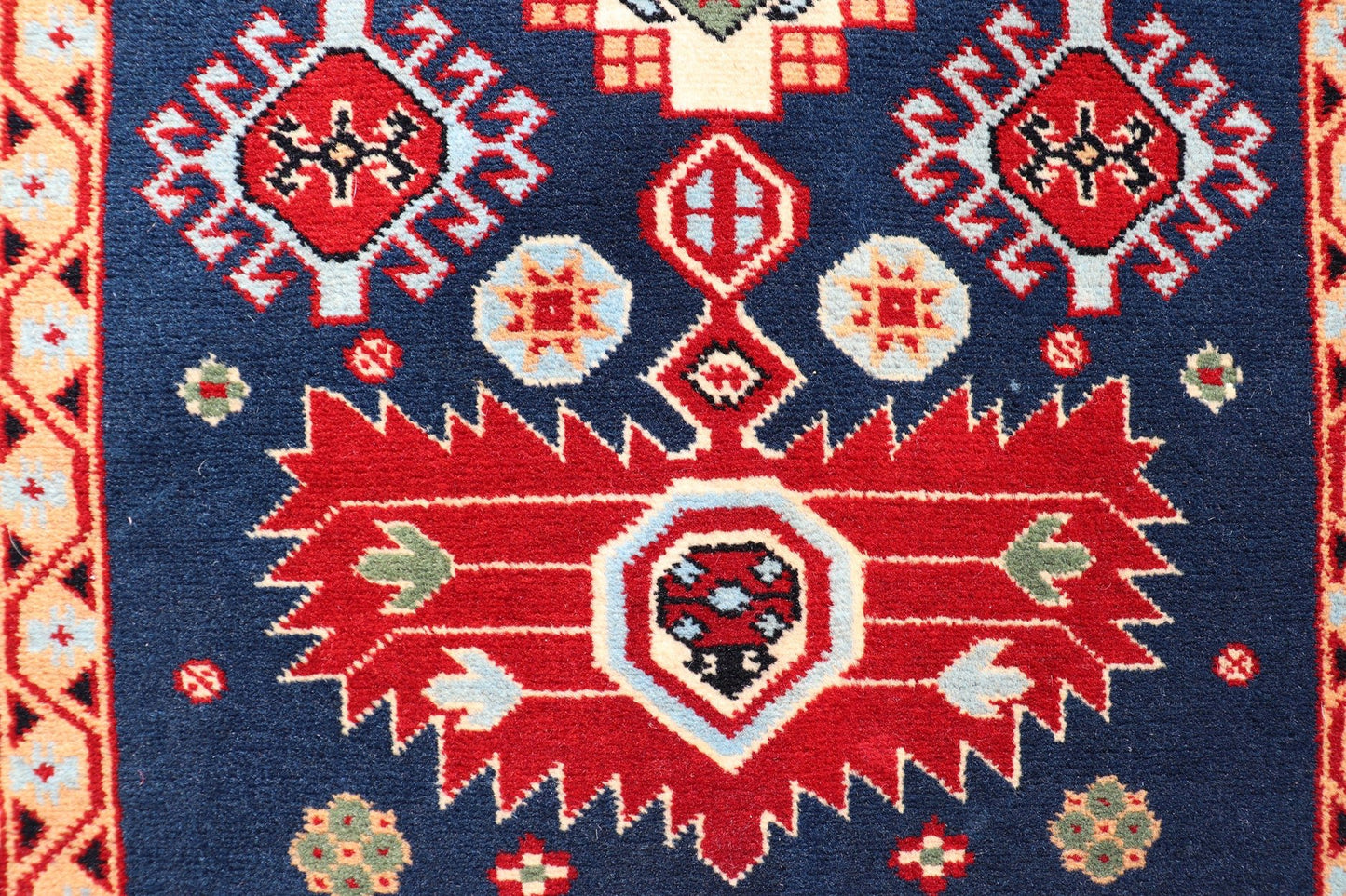 Tribal geometric medallion design vintage rug from Caucasus in multi - colors, Keivan Woven Arts / rug 10 - KE - 311, country of origin / type: Caucasus / Tribal, late 20th century Measures: 2'0 x 4'0 The vibrant reds, blues, and ivories that decorate ... - Keivan Woven Arts10 - KE - 311 - 1259Rug