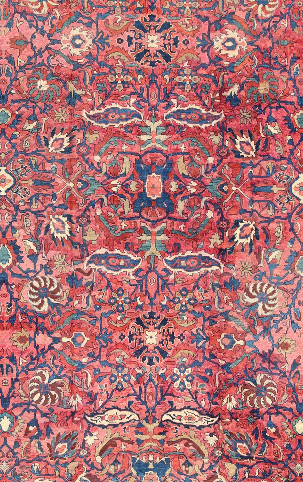Large Antique Persian Sultanabad Rug with Large Palmettes in Rose Red, green and Blue. kwarugs / 11 - 20207, 10'8 x 14'8 Antique Persian Sultanabad. This antique Persian Sultanabad from 1900's relies heavily on exquisite details as well as large - scale fl... - Keivan Woven Arts11 - 20207 - 2185Rug