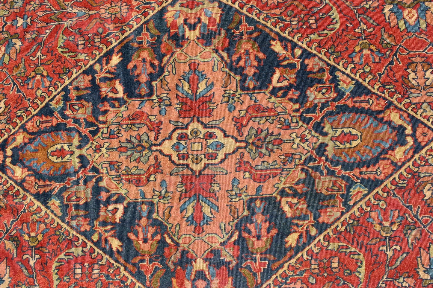 Antique Persian Fine Weave Sultanabad Rug in Tomato Red Background. Antique Persian fine weave Sultanbad rug. Keivan Woven Arts / rug 13 - 0301, country of origin / type: Iran / Sultanabad, circa 1900. Measures: 10'10 x 13'8. A beautiful Sultanabad... - Keivan Woven Arts13 - 0301 - 4036Rug