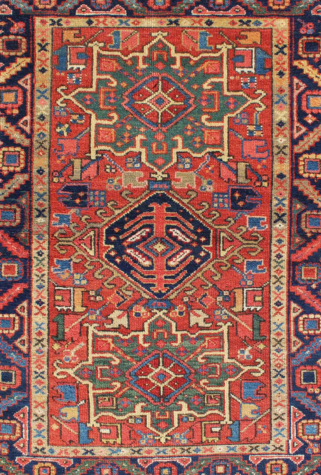 keivan Woven Arts, Antique Persian Karadjeh Rug with Three Tribal Medallions in Multi - Colors Antique Persian Karadjeh rug with three tribal medallions in multi - colors, rug 13 - 0506, country of origin / type: Iran / Karadjeh, circa 1920 This e... - Keivan Woven Arts13 - 0506 - 4216Rug