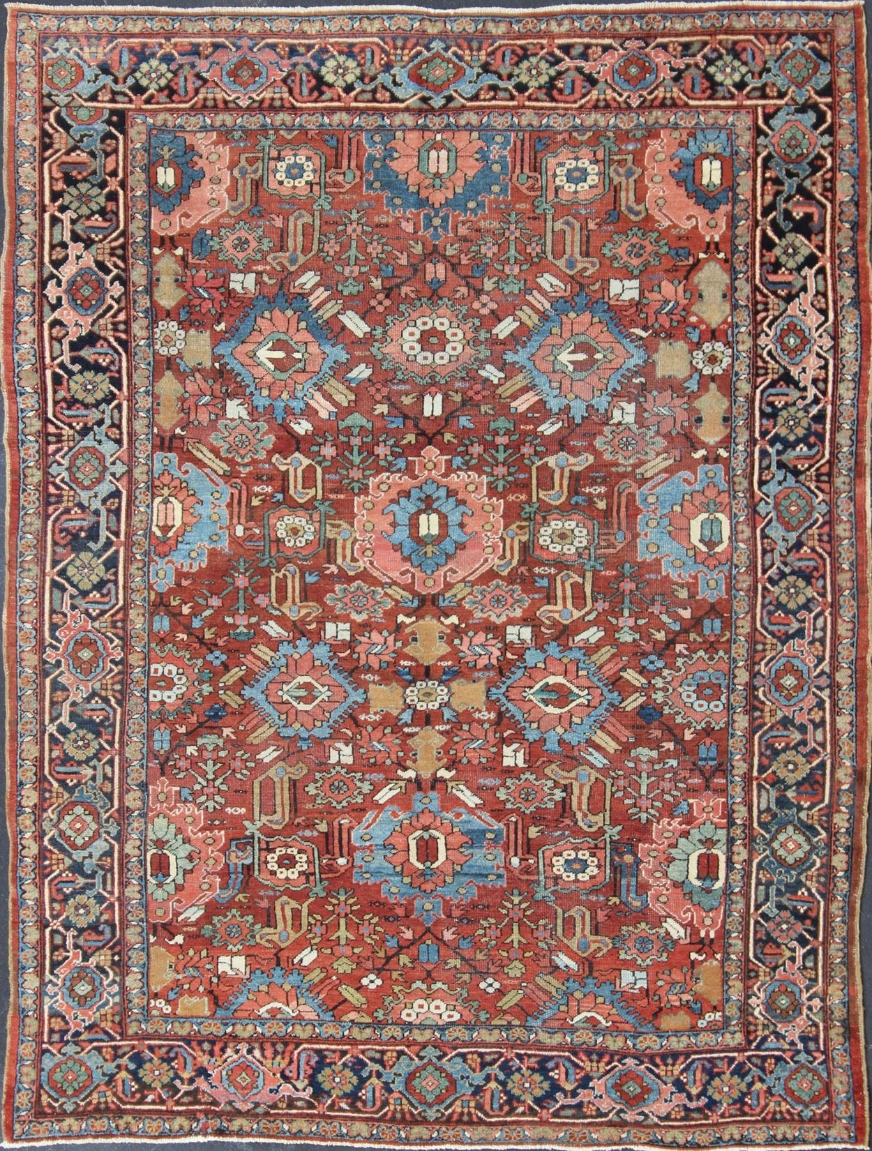 Keivan Woven Arts, Antique Hand Knotted Persian All - Over Serapi - Heriz Rug with Geometric Design Antique Persian all - over Serapi - Heriz rug with all - over geometric design. Keivan Woven Arts / Rug / 13 - 0509, country of origin / type: Iran /Sera... - Keivan Woven Arts13 - 0509 - 4220Rug