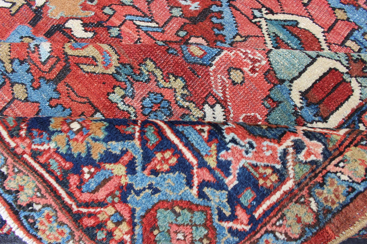 Keivan Woven Arts, Antique Hand Knotted Persian All - Over Serapi - Heriz Rug with Geometric Design Antique Persian all - over Serapi - Heriz rug with all - over geometric design. Keivan Woven Arts / Rug / 13 - 0509, country of origin / type: Iran /Sera... - Keivan Woven Arts13 - 0509 - 4220Rug