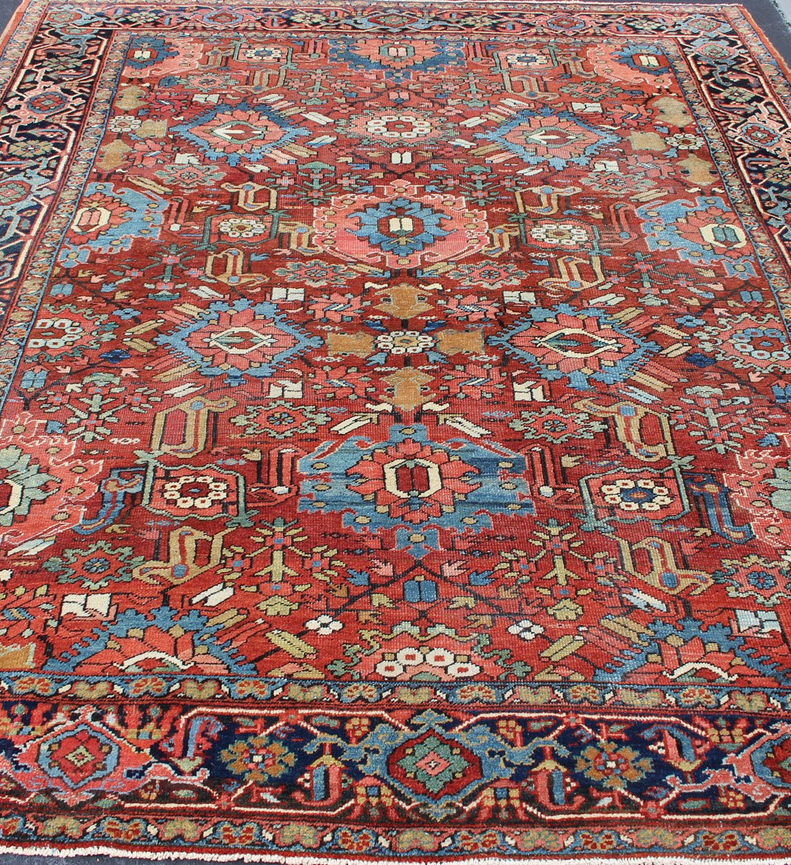 Keivan Woven Arts, Antique Hand Knotted Persian All - Over Serapi - Heriz Rug with Geometric Design Antique Persian all - over Serapi - Heriz rug with all - over geometric design. Keivan Woven Arts / Rug / 13 - 0509, country of origin / type: Iran /Sera... - Keivan Woven Arts13 - 0509 - 4220Rug
