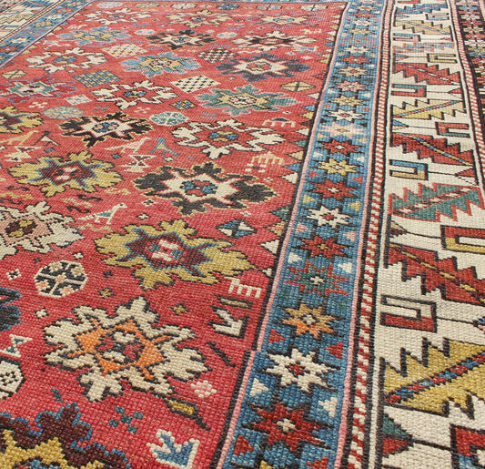 Antique Caucasian Shirvan Rug with All - Over Blossom Pattern & Vibrant Colors. Keivan Woven Arts / rug 13 - 0514, country of origin / type: Caucus / Shirvan, circa 1900. Measures: 3'11 x 5'9 This colorful blossom Shirvan carpet from the late 19th c... - Keivan Woven Arts13 - 0514 - 4238