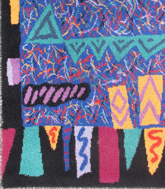 Vintage Mid Century Scandinavian Swedish Rug with Abstract Design Teal, Purple and Multi Colors. Measures: 5'7 x 7'9. The richly opulent colors and unusual design of this Scandinavian carpet transport you to Mid - Century Modern in Europe! The uniq... - Keivan Woven Arts13 - 0601 - 4258Rug