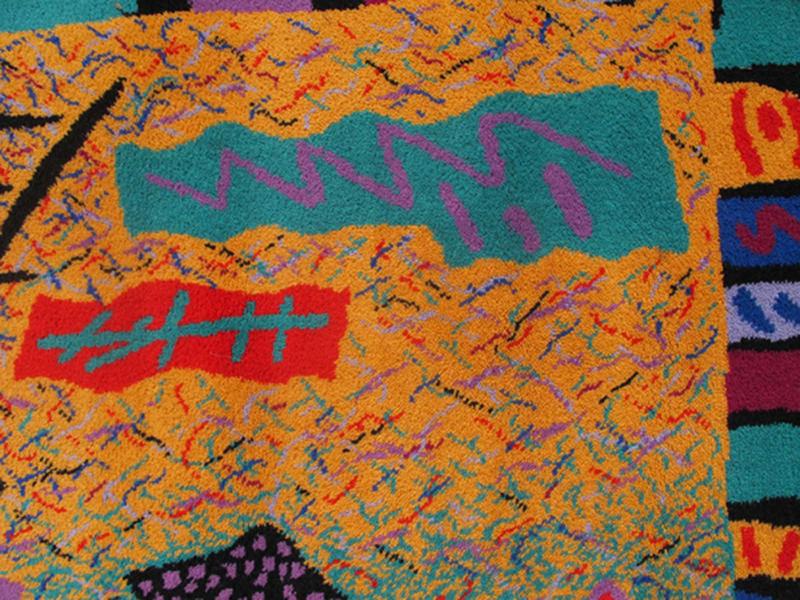 Vintage Mid Century Scandinavian Swedish Rug with Abstract Design Teal, Purple and Multi Colors. Measures: 5'7 x 7'9. The richly opulent colors and unusual design of this Scandinavian carpet transport you to Mid - Century Modern in Europe! The uniq... - Keivan Woven Arts13 - 0601 - 4258Rug