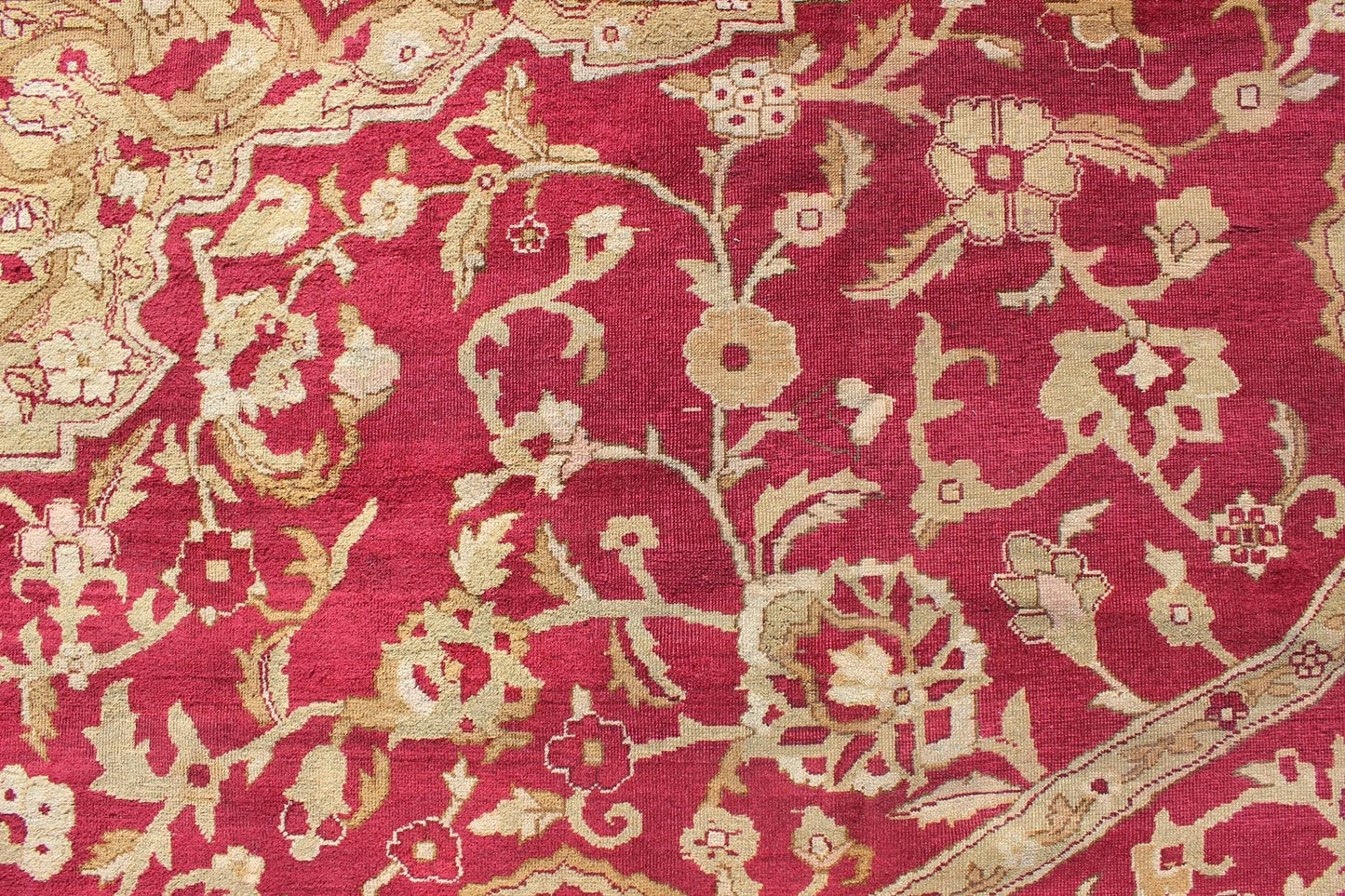 Large Antique Agra Carpet with Floral Design in Tones of Red, Taupe and light Green Large Antique Agra Carpet with Floral Design. Keivan Woven Arts / rug /13 - 0603, country of origin / type: Iran / Sultanabad , circa 1890. Measures: 13' x... - Keivan Woven Arts13 - 0603 - 4288Rug