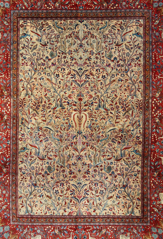 Antique Persian Manchester Kashan Rug with fine Kurk wool. Keivan Woven Arts / rug /13 - 0701, country of origin / type: Iran / Manchester Kashan , circa 1910. Measures: 8'8 x 12'. This delightful antique Kurk Manchester Kashan carpet repre... - Keivan Woven Arts13 - 0701 - 4316