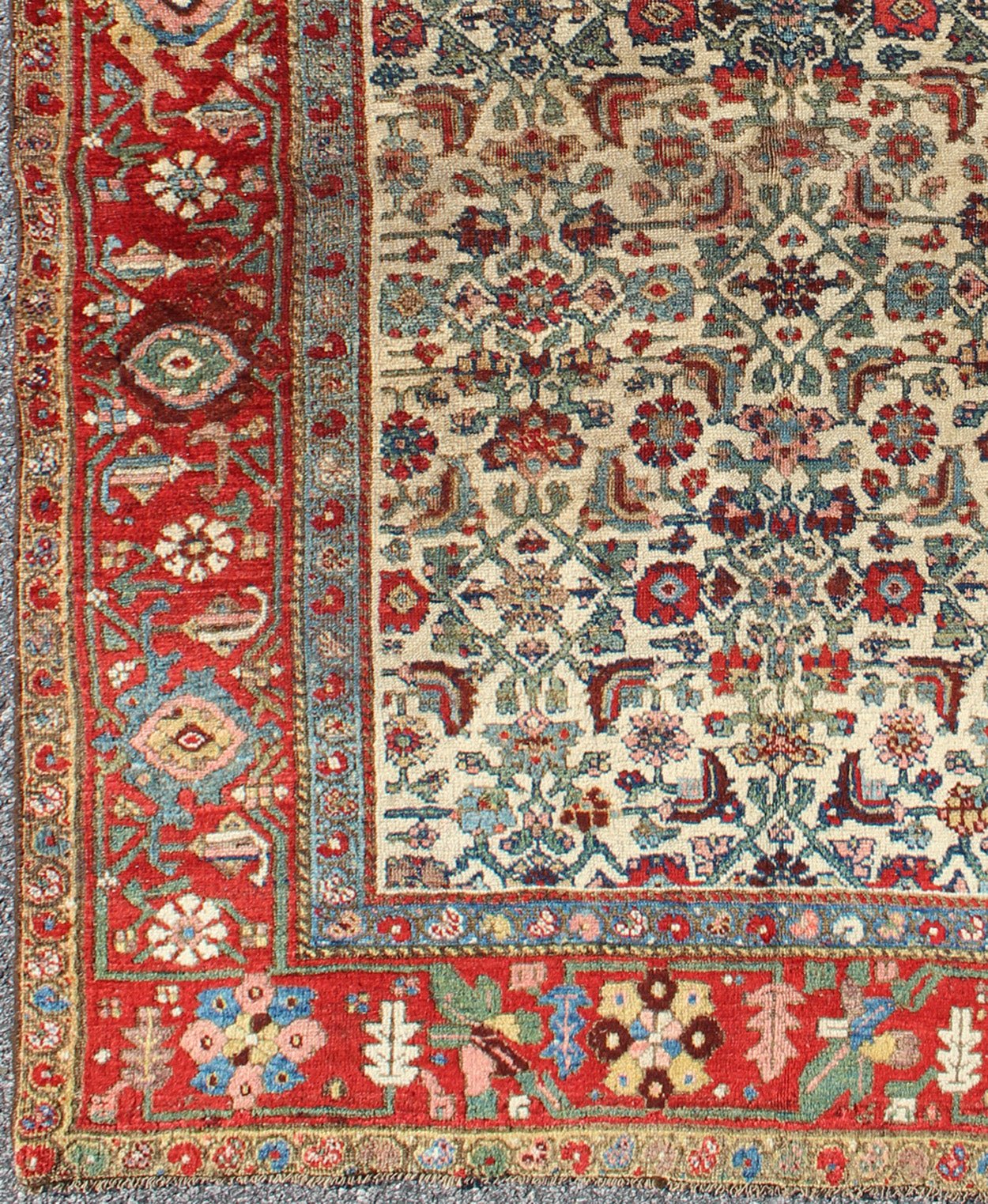 Antique Persian Bidjar Carpet with Ivory, Rose, Green, Blue and Aubergine Antique Persian Carpet Bidjar with All - Over Design rug/13 - 0911 origin/iran kwarugs Persian Bidjar carpets are renowned for their superior use of color. This ch... - Keivan Woven Arts13 - 0911 - 4744Rug