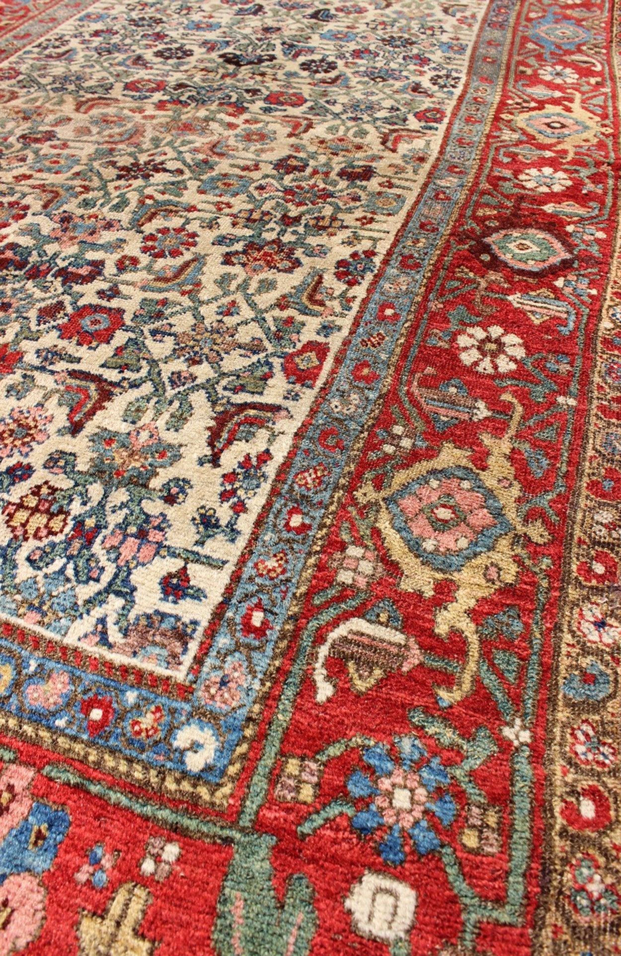 Antique Persian Bidjar Carpet with Ivory, Rose, Green, Blue and Aubergine Antique Persian Carpet Bidjar with All - Over Design rug/13 - 0911 origin/iran kwarugs Persian Bidjar carpets are renowned for their superior use of color. This ch... - Keivan Woven Arts13 - 0911 - 4744Rug