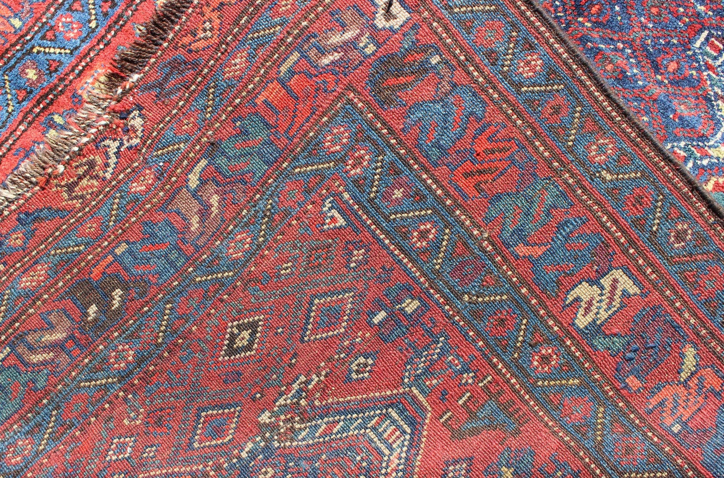 Red and Blue Antique N.W. Persian Rug with Zig - Zag Field and Tribal Motifs, rug 13 - 0913, country of origin / type: Iran / N.W. Persian, circa 1900 This antique early - 20th century Northwest Persian runner features a deep blue background with zig - ... - Keivan Woven Arts13 - 0913 - 4802Rug