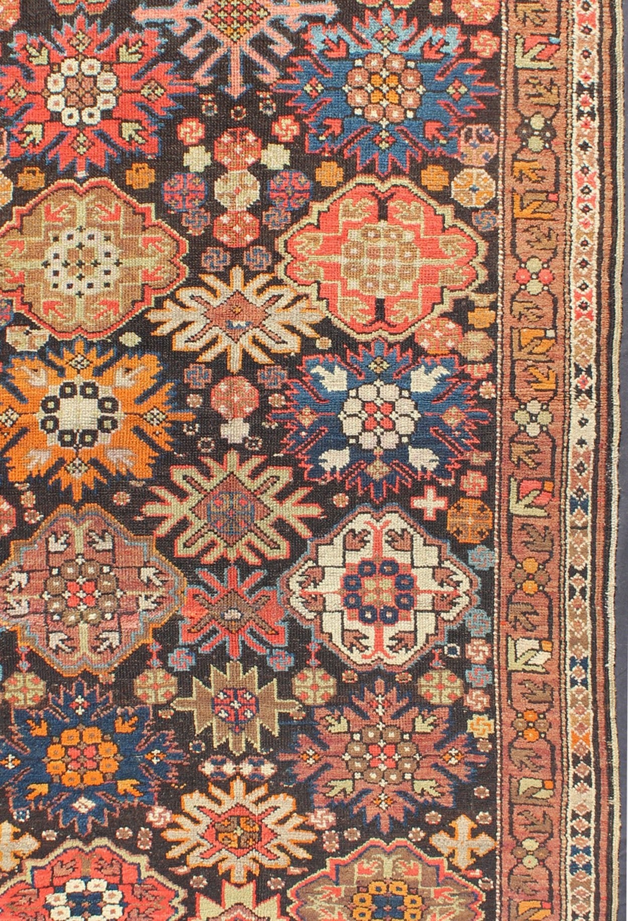 Antique Caucasian Rug with All - Over Multi - Colored in Large All Over Pattern. Large scale geometric boteh Caucasian Rug. Elegant All - Over Antique Caucasian Rug. Keivan Woven Arts / rug 13 - 0915, country of origin / type: Russia / Kazak, circa late 19th C... - Keivan Woven Arts13 - 0915 - 5136Rug