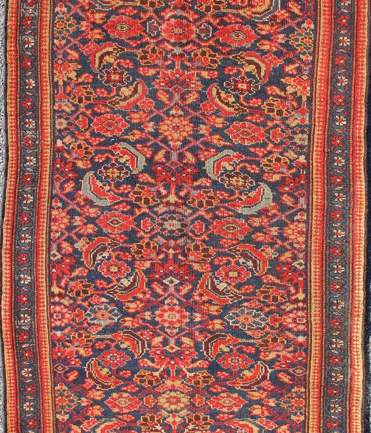 Red and Blue Antique Persian Malayer Rug with All - Over Floral Design, rug 13 - 1102, country of origin / type: Iran / Malayer, circa 1920 This antique Persian Malayer runner from early 20th century Iran (circa 1920) features an all - over floral pat... - Keivan Woven Arts13 - 1102 - 5160Rug