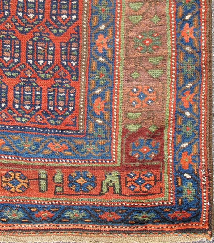 Long Persian Bidjar Kurdish Runner, 13 - 1108. Great Northwest Persian Bidjar Kurd runners are renowned for their superior use of color. This charming rug uses a full spectrum of vegetable dyes ranging from brown, blue, salmon, soft red and green. Dia... - Keivan Woven Arts13 - 1108 - 3942Rug