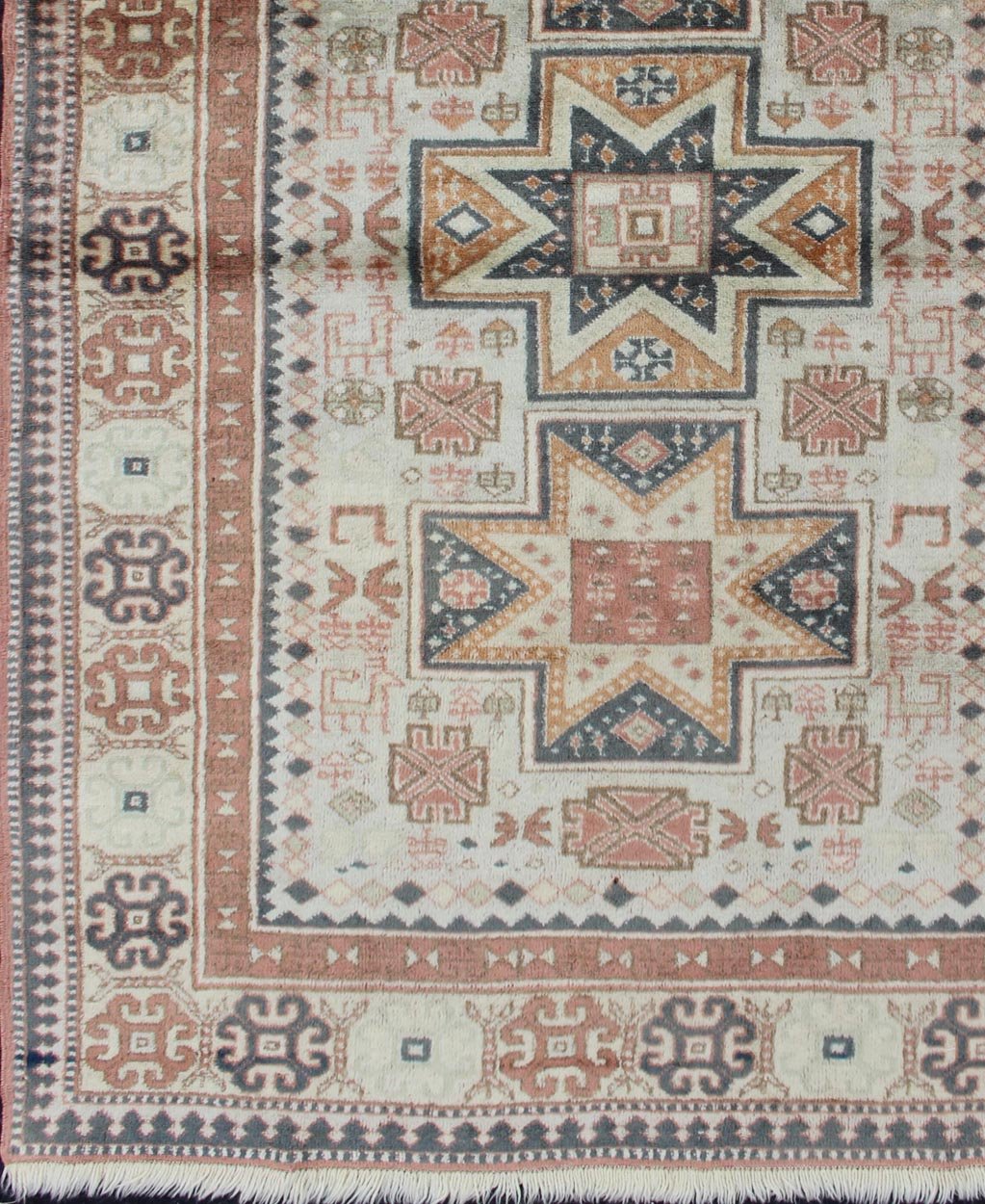 Vintage Hand Knotted Turkish Rug with Tribal Medallions and Design Vintage Hand Knotted Turkish Rug with Tribal Medallions and Design, Keivan Woven Arts / rug 16 - 0302, country of origin / type: Turkey / Oushak, circa 1960 This Tribal ... - Keivan Woven Arts16 - 0302 - 7357Rug