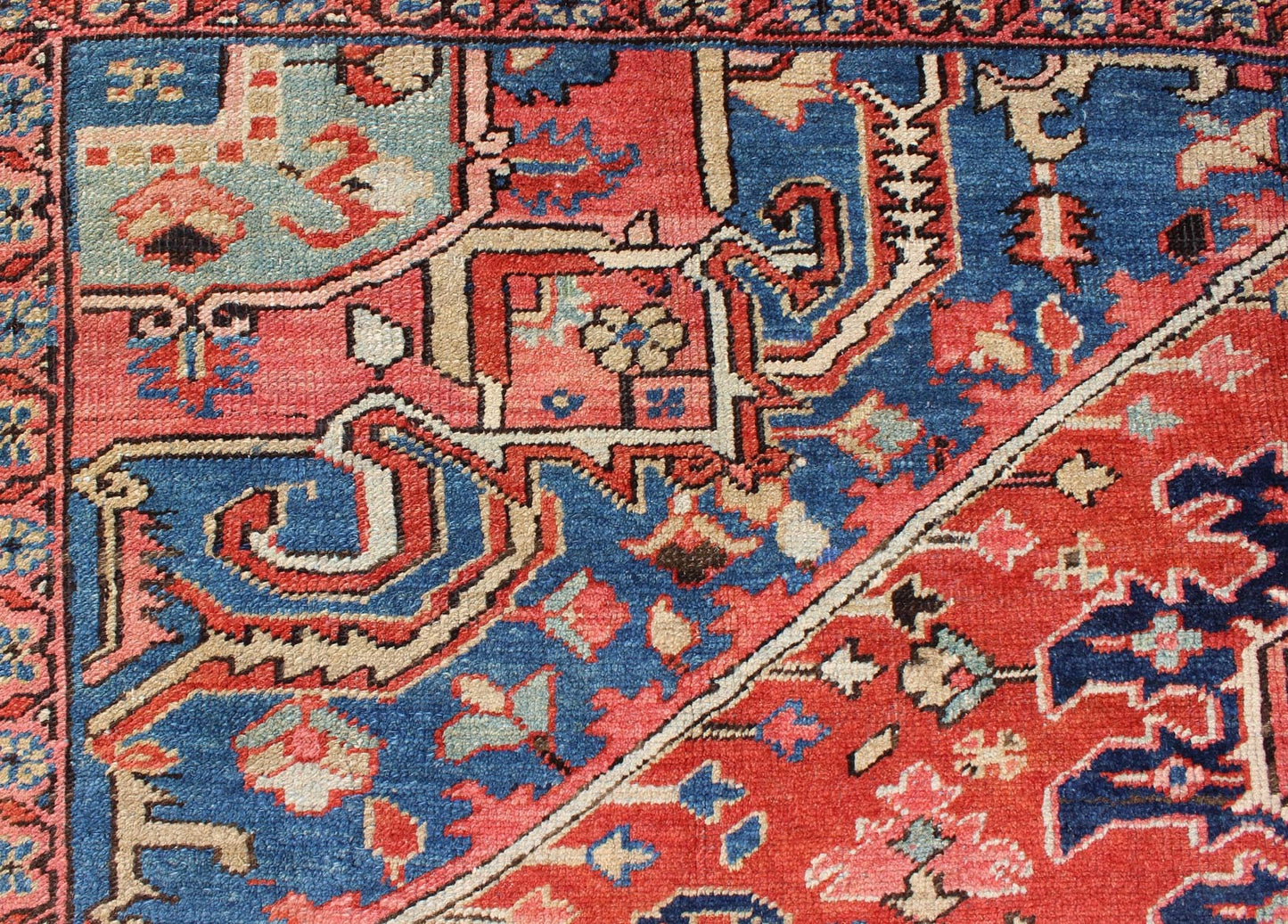 Antique Persian Serapi Rug with Geometric Central Medallion and Colorful Design. Keivan Woven Arts / Rug / 16 - 0305, country of origin / type: Iran /Heriz, circa 1910 Measures: 10' x 12'. This magnificent antique Persian Serapi carpet from the ear... - Keivan Woven Arts16 - 0305 - 8649Rug