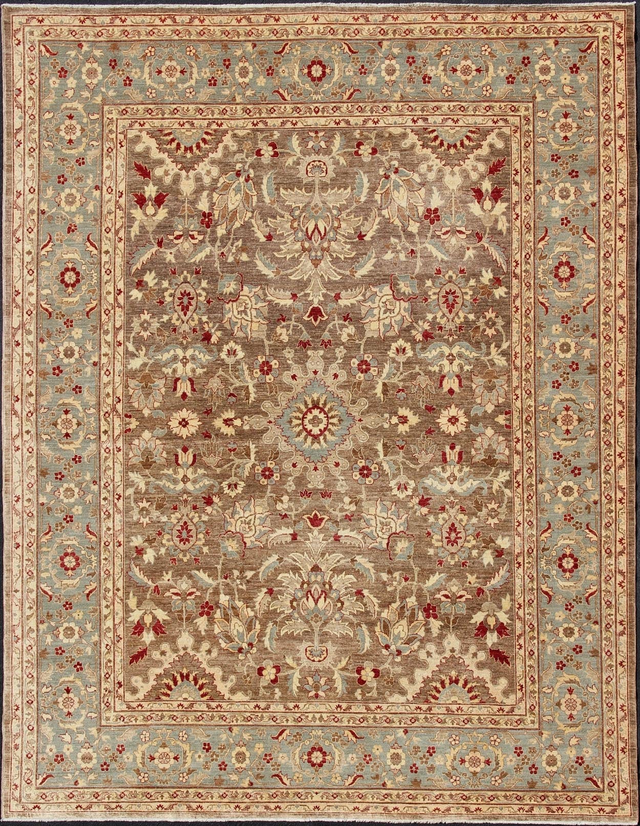 Large Sultanabad Design Vintage Rug with Florals in Brown, Lt. Blue & Red, Sultanabad Design Rug with Traditional Floral Design Sultanabad Design Rug, rug 16 - 0307, country of origin / type: Pakistan / Sultanabad This Sultanabad rug from ... - Keivan Woven Arts16 - 0307 - 7353Rug