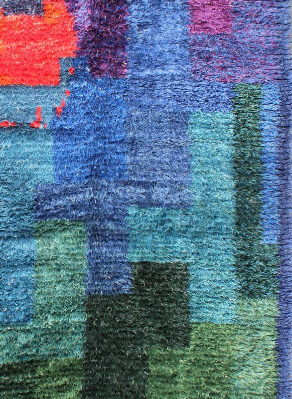 Vintage Swedish Hand Knotted Rug in Abstract Design with Brilliant Colors Measures: 4'10'' x 7'2''. The richly opulent colors and unusual design of this Scandinavian carpet transport you to Mid - Century Europe. The unique abstract design and ... - Keivan Woven Arts16 - 0919 - 7779Rug