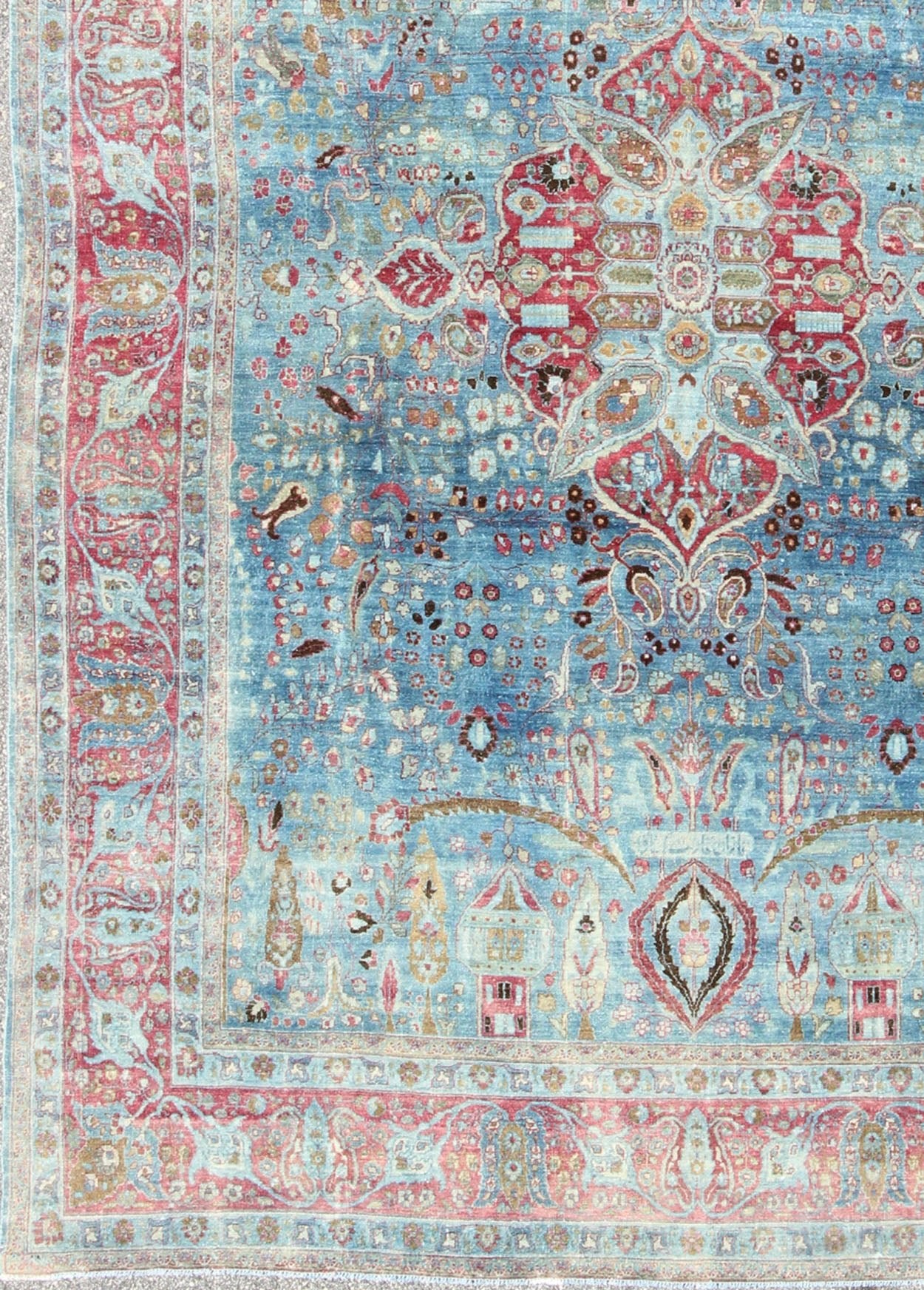 Early 20th Century Blue Background Antique Persian Khorassan Rug with Medallion, rug 16 - 1109, country of origin / type: Iran / Khorassan, circa 1920 This spectacular antique Persian Khorasan rug (circa 1920) from early 20th century Iran bears a ... - Keivan Woven Arts16 - 1109 - 8617Rug