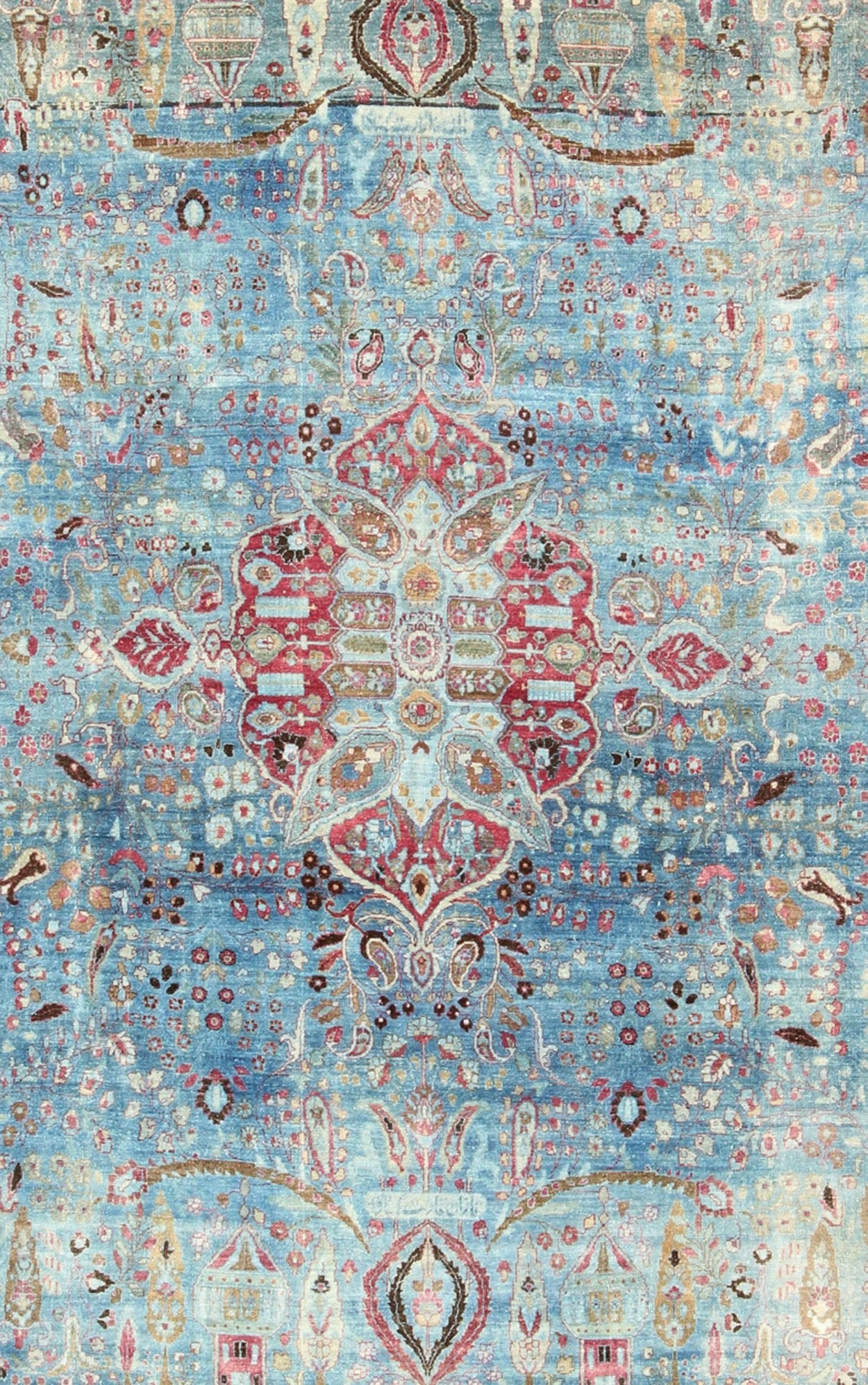 Early 20th Century Blue Background Antique Persian Khorassan Rug with Medallion, rug 16 - 1109, country of origin / type: Iran / Khorassan, circa 1920 This spectacular antique Persian Khorasan rug (circa 1920) from early 20th century Iran bears a ... - Keivan Woven Arts16 - 1109 - 8617Rug