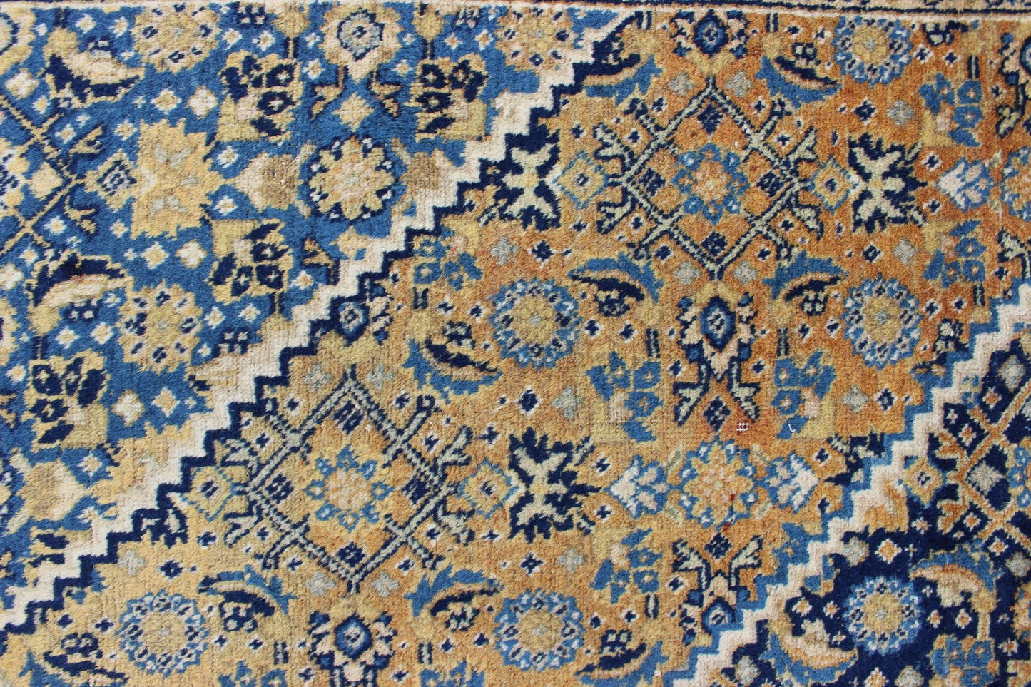 Antique Persian Tabriz Rug with Medallion And A Variety of Blue's and Gold's. Keivan Woven Arts / Rug / 16 - 1205, country of origin / type: Iran / Tabriz, circa 1920. Classic geometric Tabriz. Measures: 9'3 x 12'5. This antique Persian Tabriz rug ... - Keivan Woven Arts16 - 1205 - 8151Rug