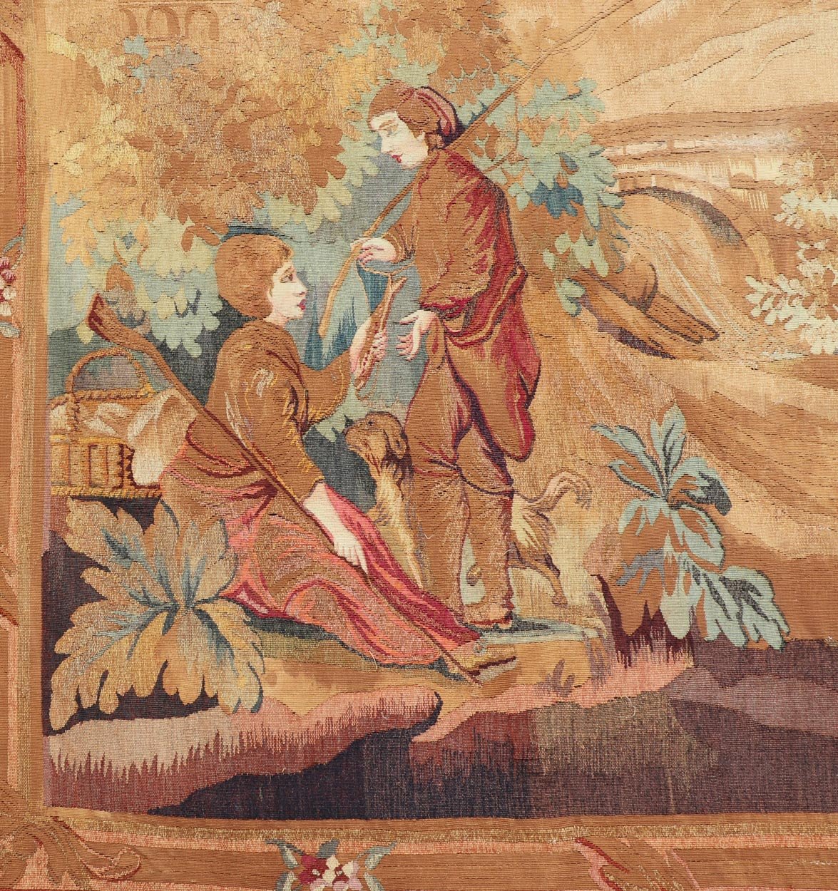 19th Century Antique French Verdure Tapestry with a Countryside Scene. 19th Century Antique French Verdure Tapestry with a Countryside Scene. Rug 16 - 1206, This enchanting antique verdure tapestry beautifully illustrates a Countryside Scene with... - Keivan Woven Arts16 - 1206 - 8135Rug