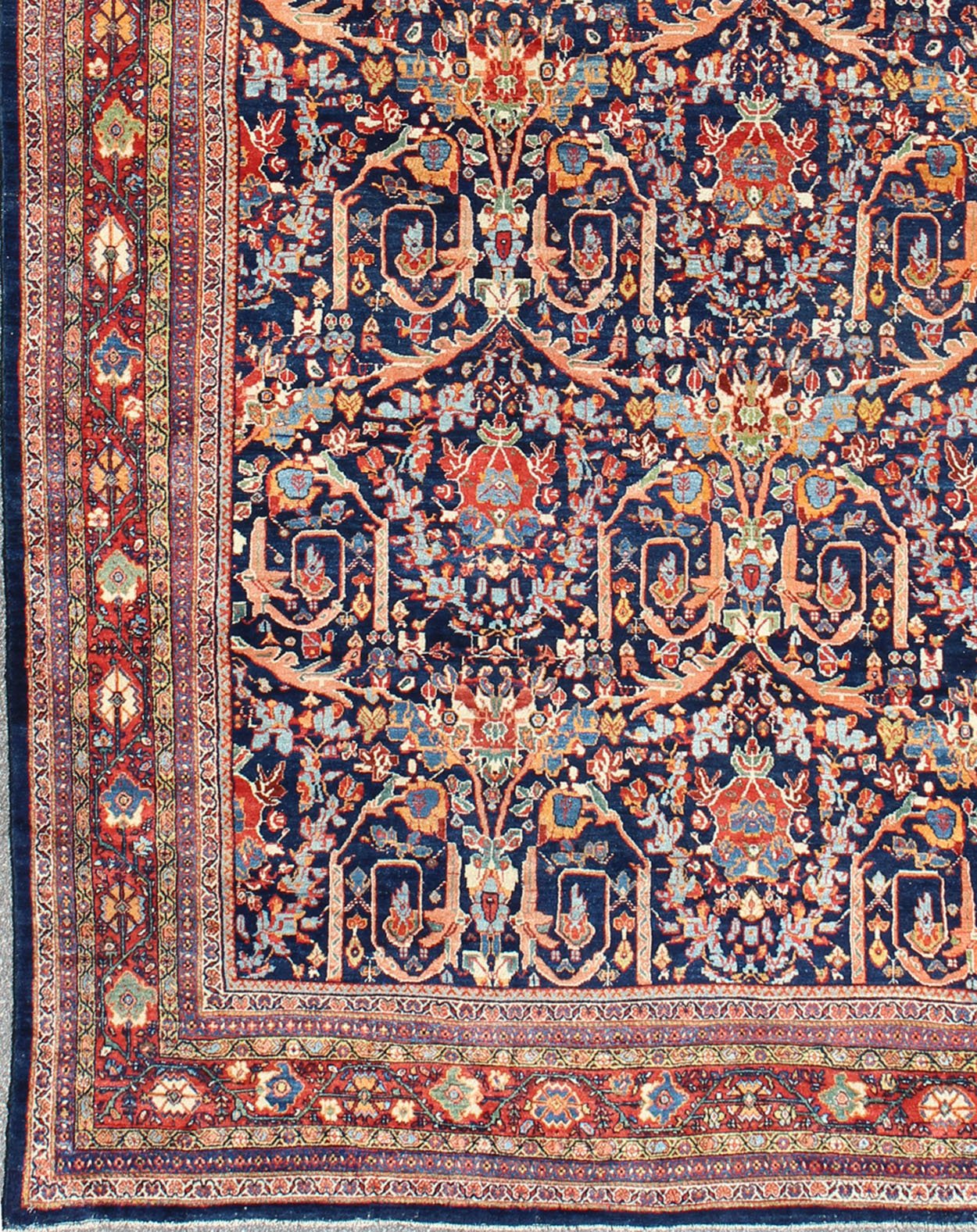 Large Antique Persian Sultanabad Rug rug 17 - 0105, country of origin / type: Iran / Sultanabad Large Antique Sultanabad Rug in Blue Background and variety of beautiful Colors. rug 17 - 0105, country of origin / type: Iran / Sultanabad, circa 1910... - Keivan Woven Arts17 - 0105 - 8445Rug