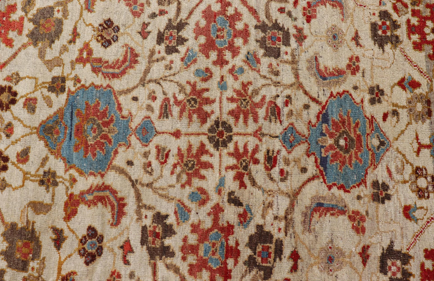 Antique Persian Sultanabad Ziegler Carpet with Rich Palmettes in Ivory Field and red border. Keivan Woven Arts / rug 17 - 0302, country of origin / type: Iran / Ziegler Sultanabad, circa 1880. Measures: 10'8 x 16'6. This exceptional antiq... - Keivan Woven Arts17 - 0302 - 8553Rug