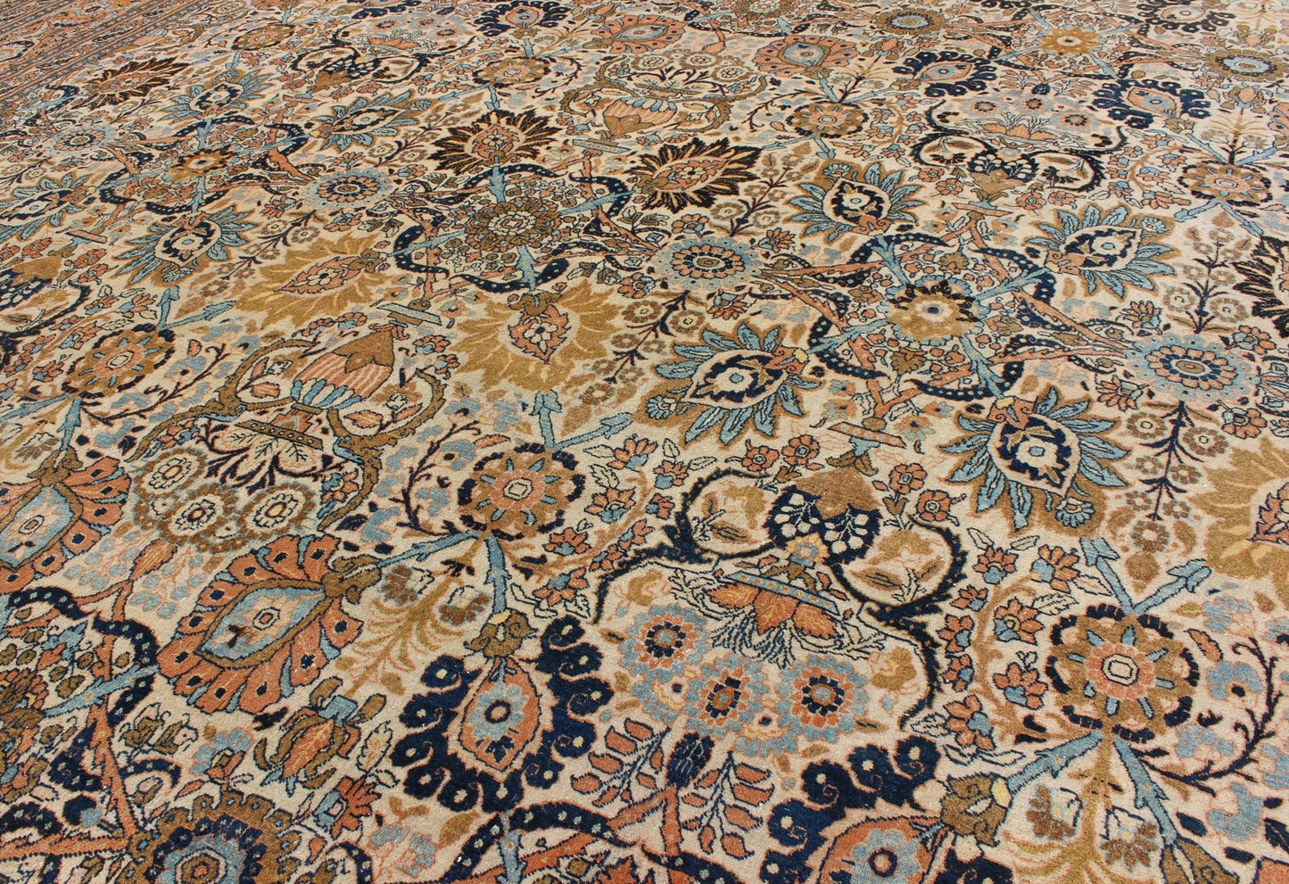 Very Fine colorful Antique Persian Tabriz Haj Jalili Rug in Ivory Background. Extremely Finely woven and an exemplary Antique Persian Tabriz Haj Jalili Rug in Ivory Background and multi colors. Amazing condition. rug 17 - 0303, country of origin ... - Keivan Woven Arts17 - 0303 - 8449Rug
