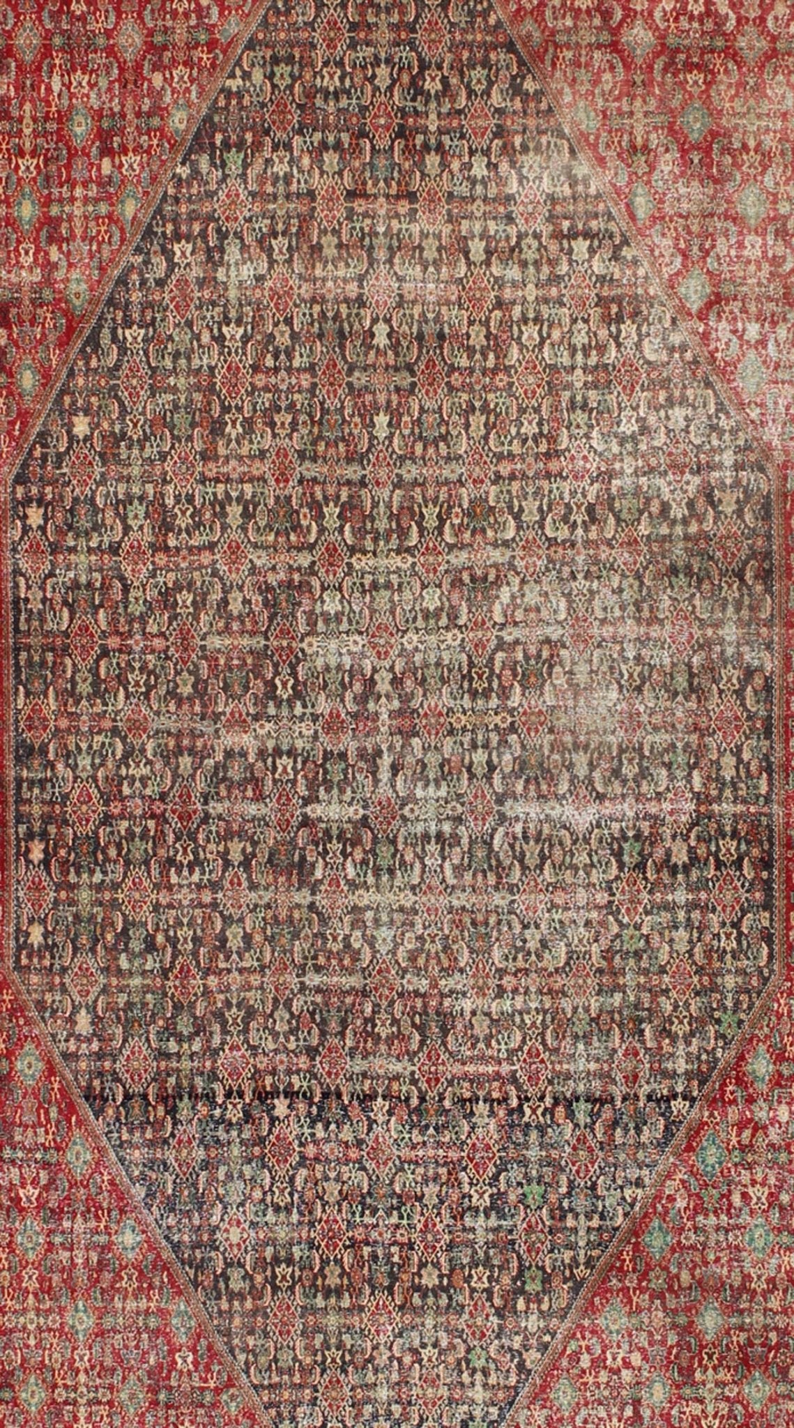 Colorful Large Persian Antique Qashqai rug with beautiful tribal motif design, rug 17 - 0912, country of origin / type: Iran / Qashqai, circa 1930. The Qashgai nomads are found in the Fars province in southwest Iran. They move twice a year, betwee... - Keivan Woven Arts17 - 0912 - 11459Rug