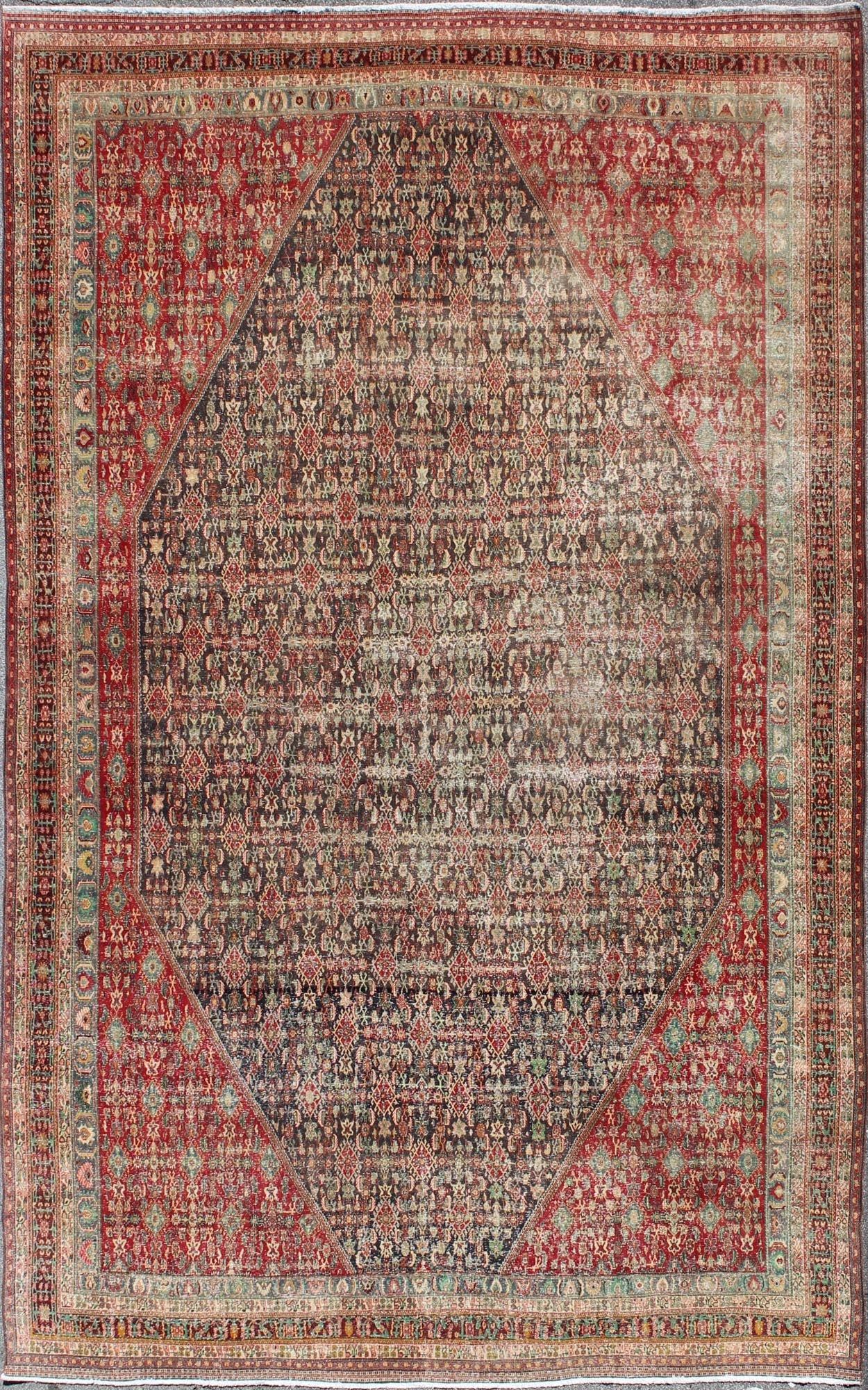 Colorful Large Persian Antique Qashqai rug with beautiful tribal motif design, rug 17 - 0912, country of origin / type: Iran / Qashqai, circa 1930. The Qashgai nomads are found in the Fars province in southwest Iran. They move twice a year, betwee... - Keivan Woven Arts17 - 0912 - 11459Rug