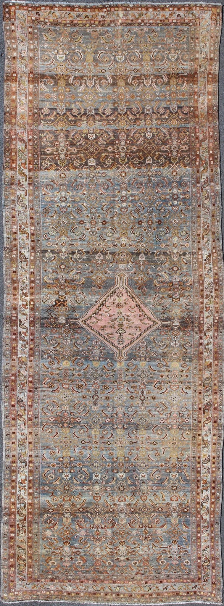 Antique Persian Hamedan runner with all - over Sub - Geometric Medallion Design, rug 17 - 1104, country of origin / type: Iran / Hamedan, circa 1910 This antique Persian Hamedan gallery rug (circa early 20th century) features a unique blend of colors ... - Keivan Woven Arts17 - 1104 - 9254Rug