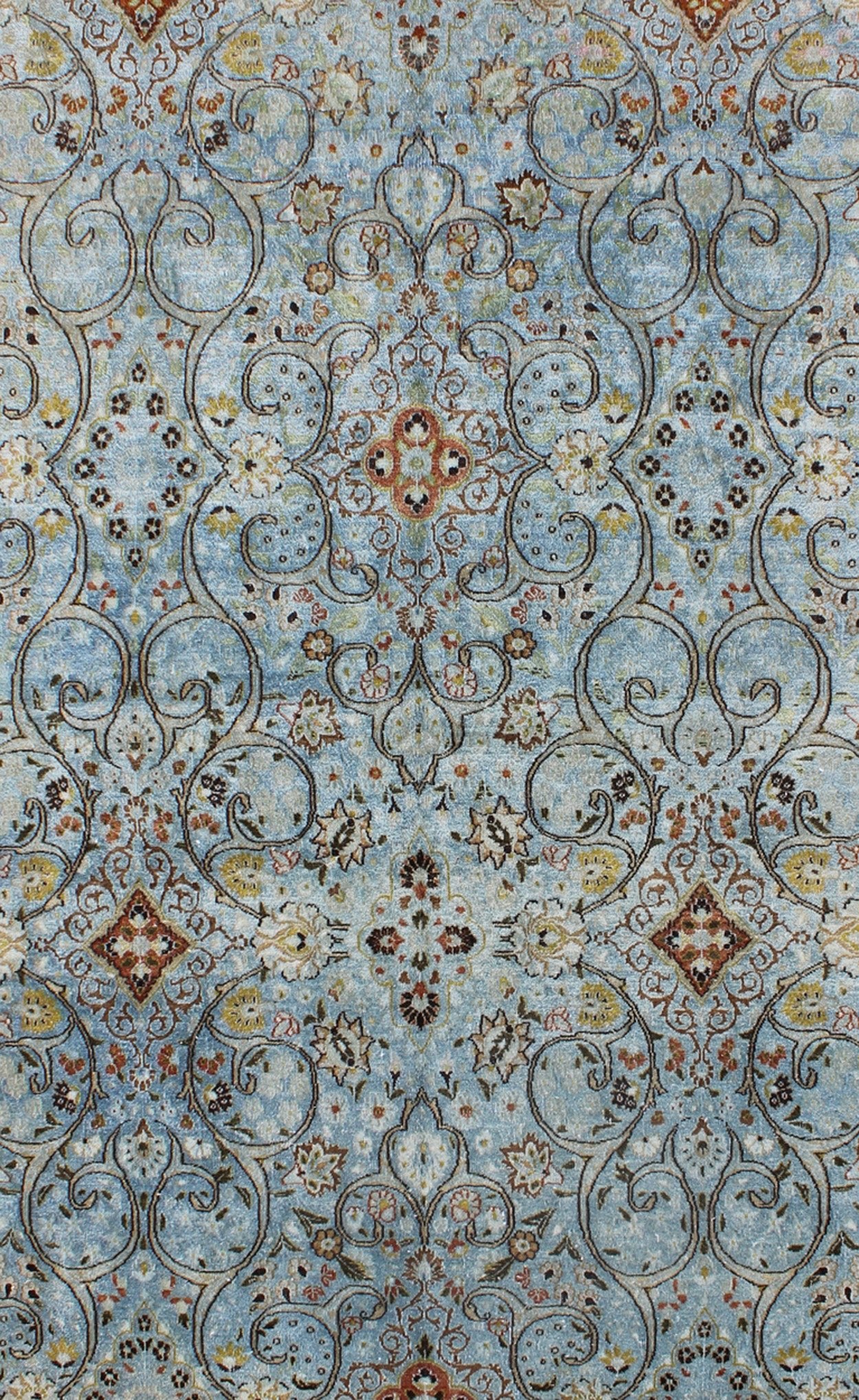 Ice blue ornate sweeping floral patternKhorassan Vintage Persian rug, rug 17 - 1105 , country of origin / type: Iran / Khorassan, circa 1920 This spectacular vintage Persian Khorasan carpet from mid - 20th century Iran bears a magnificent splendor i... - Keivan Woven Arts17 - 1105 - 8992Rug