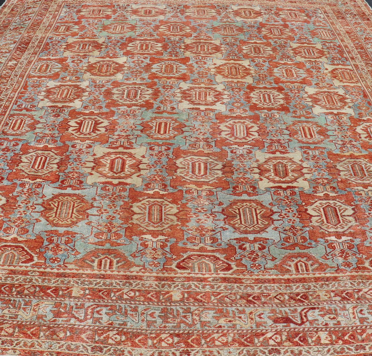Large scale antique Persian Hamedan rug with colorful blossom design, rug 18 - 0503, Keivan Woven Arts /country of origin / type: Iran / Hamadan, circa 1890s. This beautiful antique late 19th century Persian Hamedan carpet features an all - over des... - Keivan Woven Arts18 - 0503 - 9982Rug