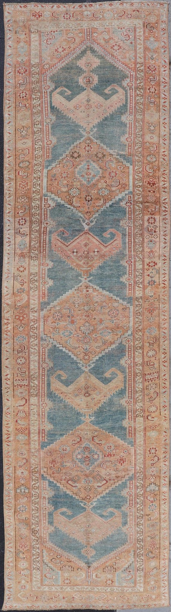 Antique Persian Kurdish Runner With Large Tribal Medallion Design. Keivan Woven Arts, 19 - 0106, country of origin / type: Iran / Kurdish, circa 1900. Measures: 3'7 x 14'3 This antique Kurdish tribal rug was woven by Kurdish weavers in west... - Keivan Woven Arts19 - 0106 - 11110Rug