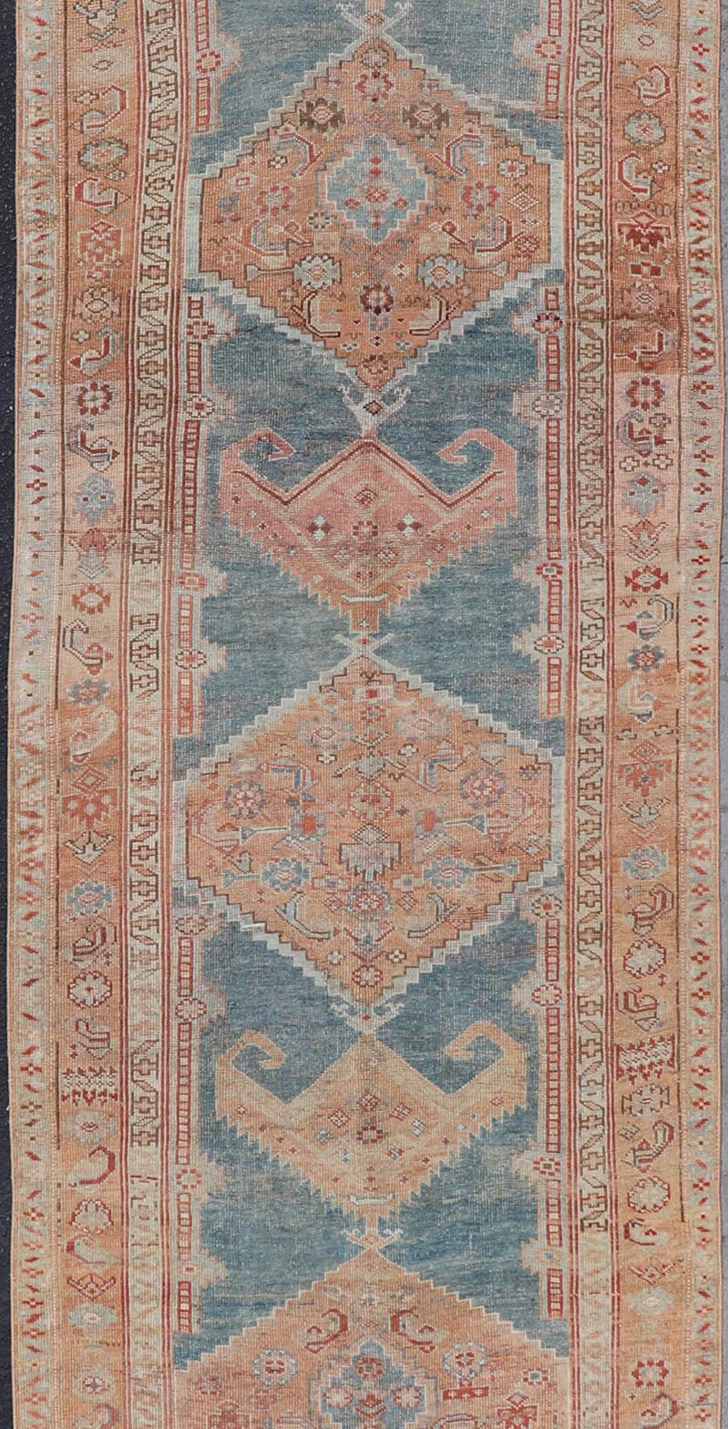 Antique Persian Kurdish Runner With Large Tribal Medallion Design. Keivan Woven Arts, 19 - 0106, country of origin / type: Iran / Kurdish, circa 1900. Measures: 3'7 x 14'3 This antique Kurdish tribal rug was woven by Kurdish weavers in west... - Keivan Woven Arts19 - 0106 - 11110Rug
