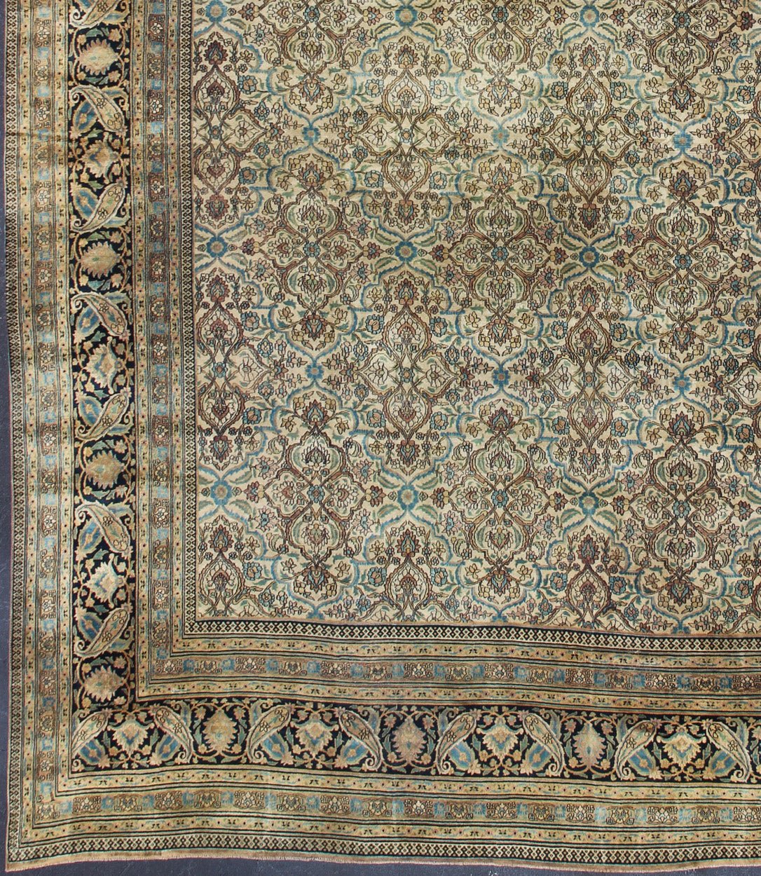 Large Antique Persian Khorassan with All - Over Botanical Design.Sub geometric design Khorassan antique rug from Persia in natural color Palette, rug 19 - 0213, country of origin / type: Iran / Khorassan, circa 1900 This spectacular antique Persian ... - Keivan Woven Arts19 - 0213 - 11159Rug