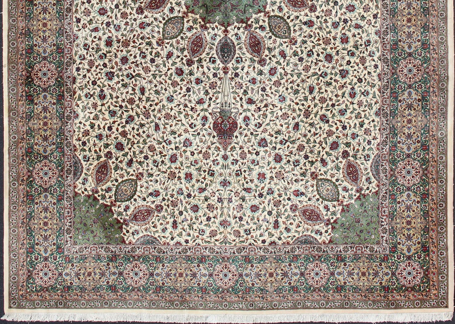 Refined Vintage Persian Fine Tabriz Rug with Floral Medallion Design Ornate and refined vintage Persian fine Tabriz rug with medallion design Colorful Tabriz vintage rug from Persia with elegant medallion floral design, rug 19 - 0215, country o... - Keivan Woven Arts19 - 0215 - 11167Rug