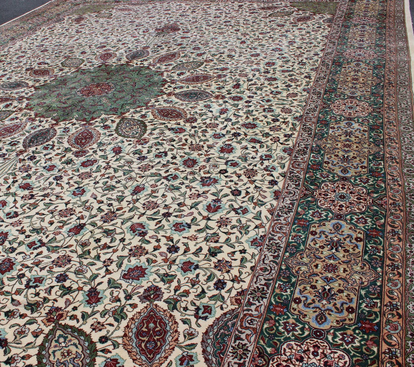 Refined Vintage Persian Fine Tabriz Rug with Floral Medallion Design Ornate and refined vintage Persian fine Tabriz rug with medallion design Colorful Tabriz vintage rug from Persia with elegant medallion floral design, rug 19 - 0215, country o... - Keivan Woven Arts19 - 0215 - 11167Rug