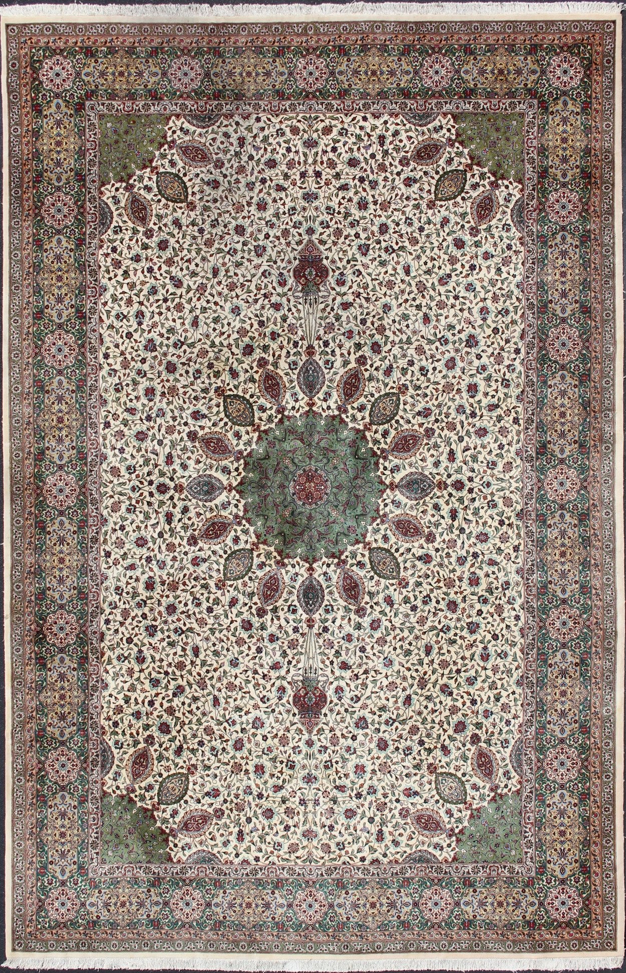 Refined Vintage Persian Fine Tabriz Rug with Floral Medallion Design Ornate and refined vintage Persian fine Tabriz rug with medallion design Colorful Tabriz vintage rug from Persia with elegant medallion floral design, rug 19 - 0215, country o... - Keivan Woven Arts19 - 0215 - 11167Rug