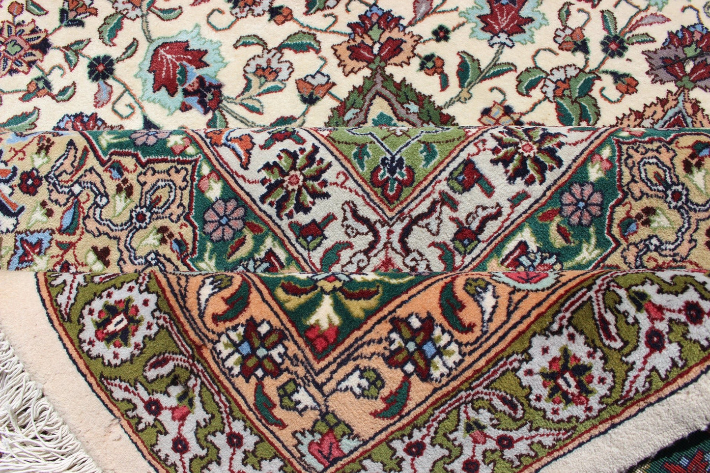 Refined Vintage Persian Fine Tabriz Rug with Floral Medallion Design Ornate and refined vintage Persian fine Tabriz rug with medallion design Colorful Tabriz vintage rug from Persia with elegant medallion floral design, rug 19 - 0215, country o... - Keivan Woven Arts19 - 0215 - 11167Rug