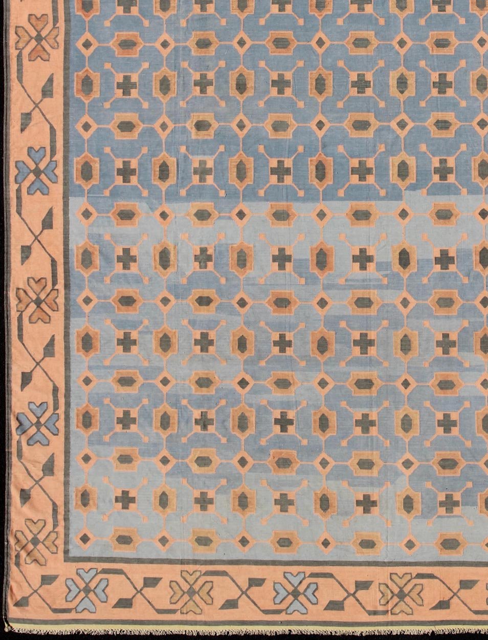 Colorful vintage Indian Cotton Dhurrie with small scale geometric design, rug 19 - 0504, country of origin / type: India / Dhurrie, circa 1960 Woven during the second half of the 20th century, this designer flat - woven Indian cotton dhurrie is deco... - Keivan Woven Arts19 - 0504 - 11317Rug