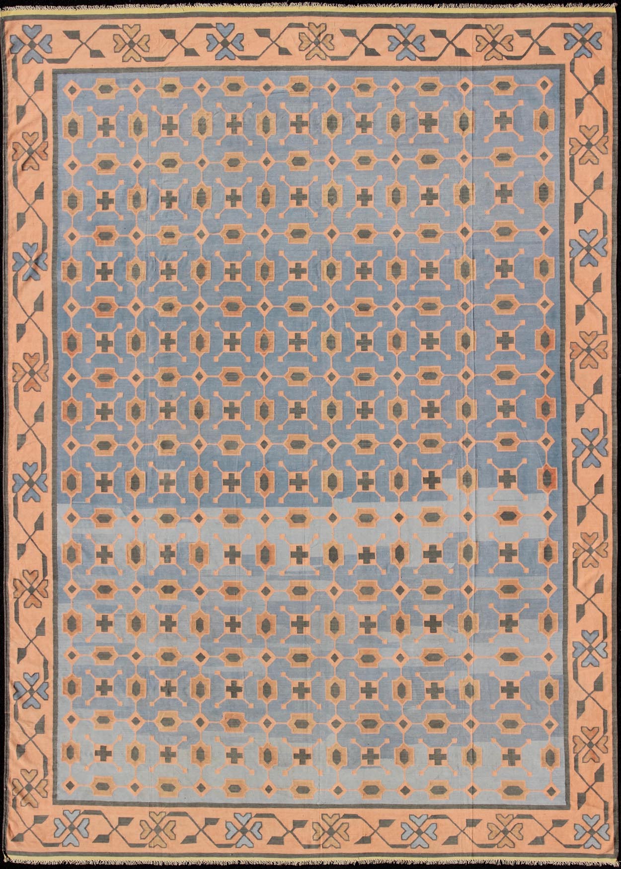 Colorful vintage Indian Cotton Dhurrie with small scale geometric design, rug 19 - 0504, country of origin / type: India / Dhurrie, circa 1960 Woven during the second half of the 20th century, this designer flat - woven Indian cotton dhurrie is deco... - Keivan Woven Arts19 - 0504 - 11317Rug