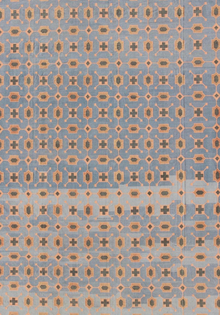 Colorful vintage Indian Cotton Dhurrie with small scale geometric design, rug 19 - 0504, country of origin / type: India / Dhurrie, circa 1960 Woven during the second half of the 20th century, this designer flat - woven Indian cotton dhurrie is deco... - Keivan Woven Arts19 - 0504 - 11317Rug
