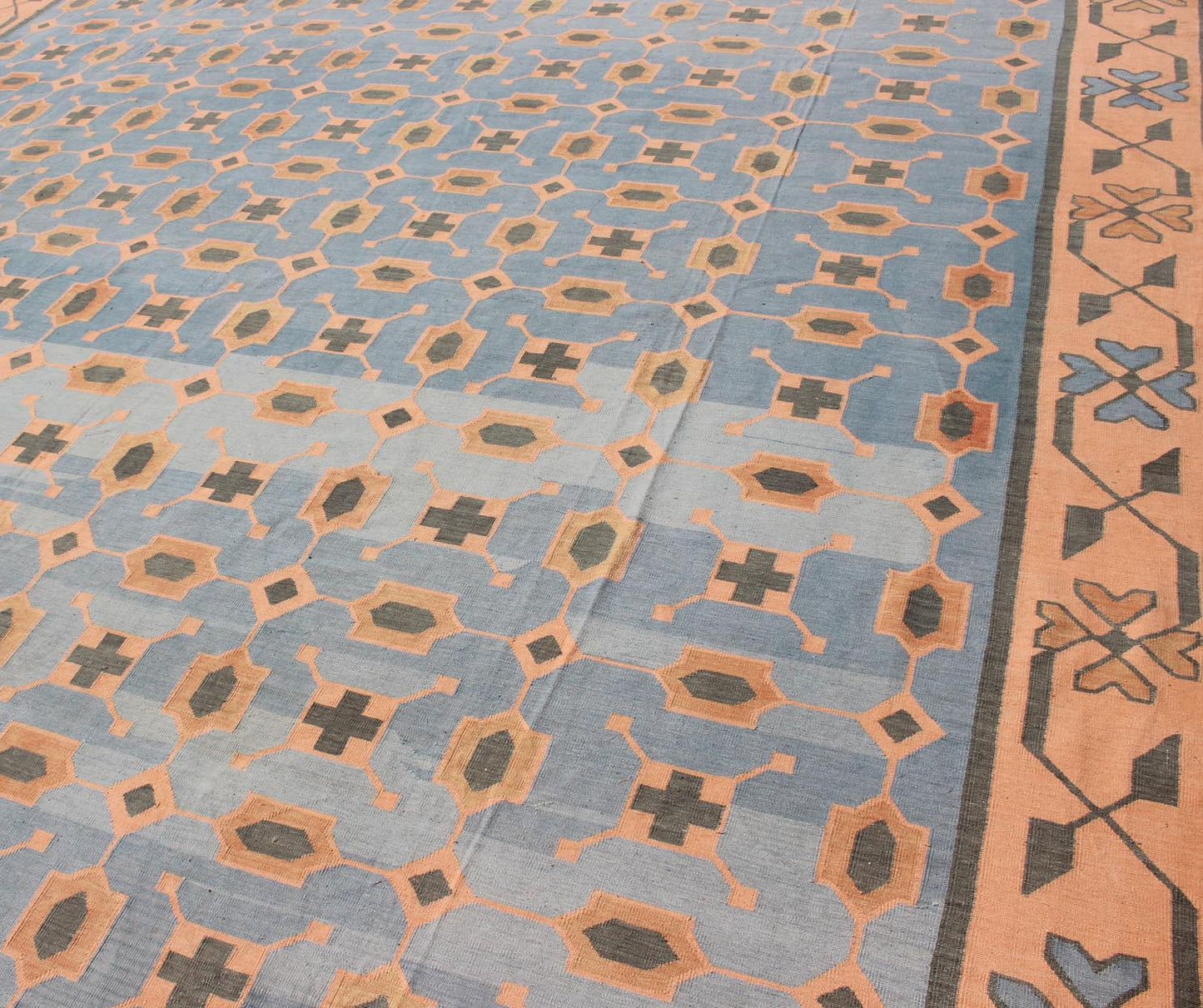 Colorful vintage Indian Cotton Dhurrie with small scale geometric design, rug 19 - 0504, country of origin / type: India / Dhurrie, circa 1960 Woven during the second half of the 20th century, this designer flat - woven Indian cotton dhurrie is deco... - Keivan Woven Arts19 - 0504 - 11317Rug