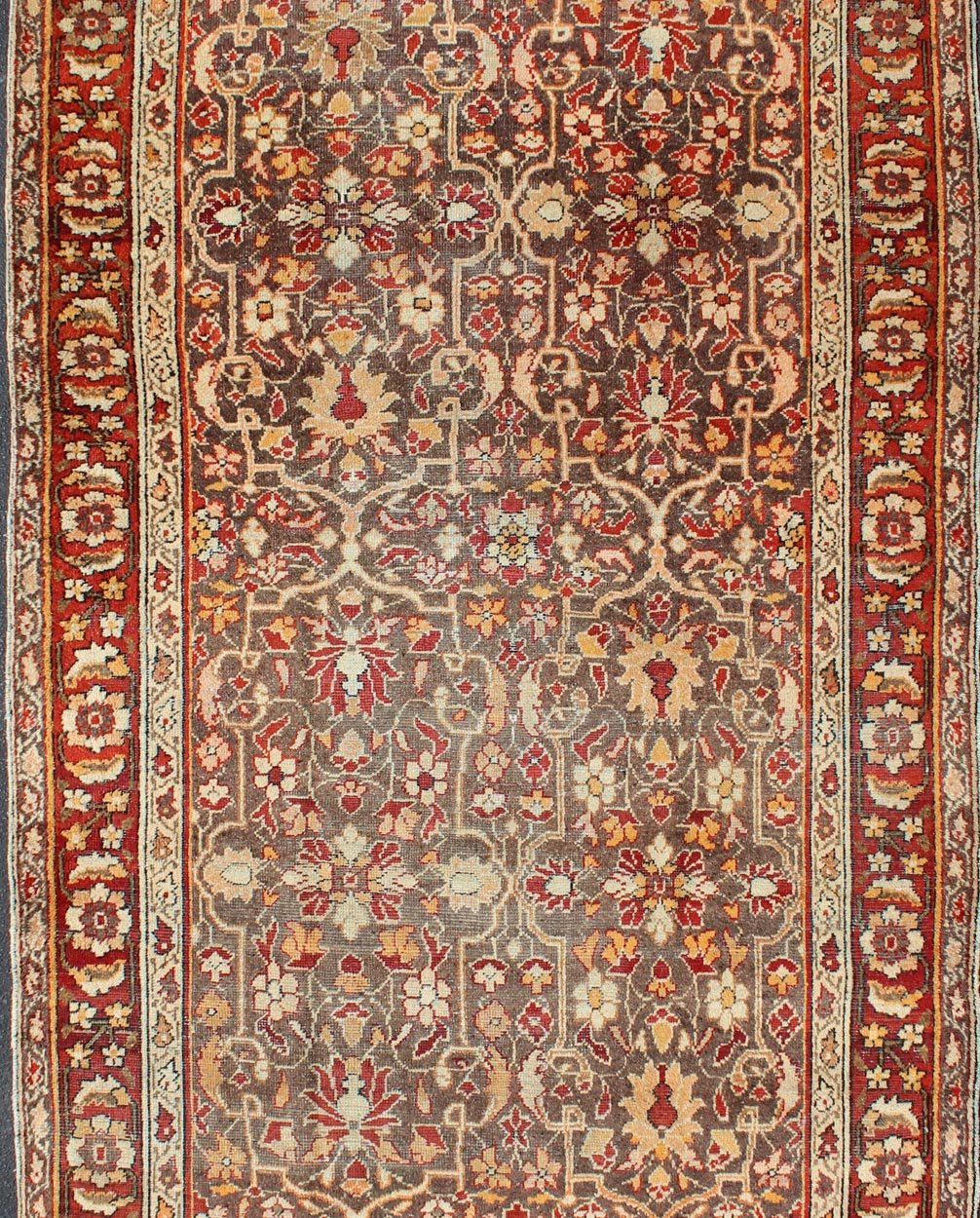 Gray Background Antique Persian Sultanabad with All - Over sub Floral Design. Antique Sultanabad short gallery rug in gray background and colorful, bold design, rug 19 - 0602, country of origin / type: Iran / Mahal, circa 1900 This antique P... - Keivan Woven Arts19 - 0602 - 11429Rug