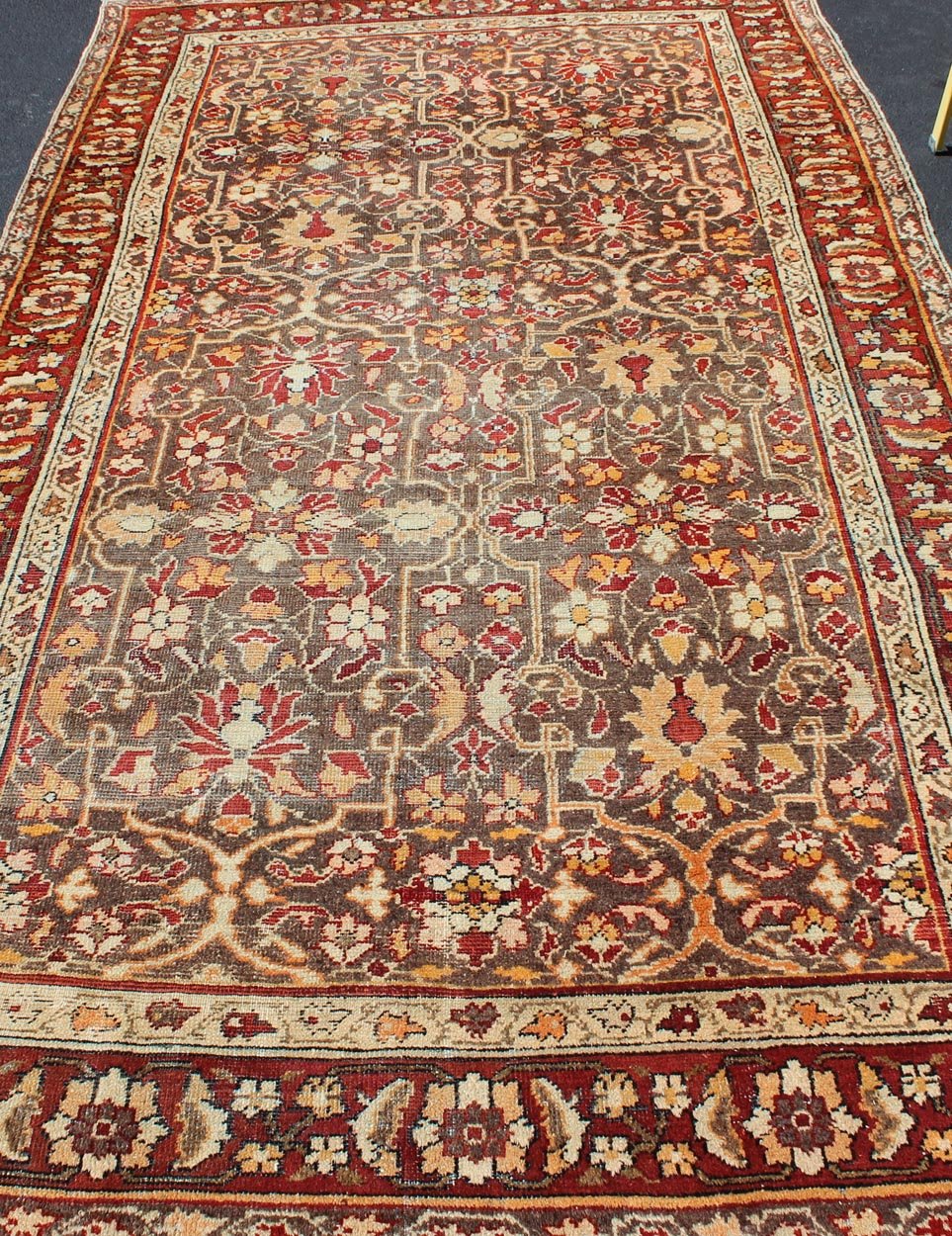 Gray Background Antique Persian Sultanabad with All - Over sub Floral Design. Antique Sultanabad short gallery rug in gray background and colorful, bold design, rug 19 - 0602, country of origin / type: Iran / Mahal, circa 1900 This antique P... - Keivan Woven Arts19 - 0602 - 11429Rug