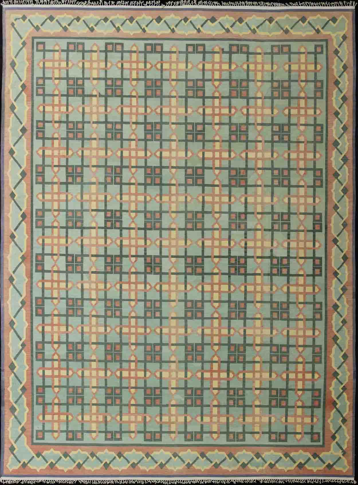 Large Vintage Indian Flat - Weave Cotton Dhurrie Rug from Mid - 20th Century. Large cotton Dhurrie in large scale checkerboard design, Indian Dhurrie, rug 19 - 0604, country of origin / type: India / Dhurrie, circa 1960 This flat - woven designe... - Keivan Woven Arts19 - 0604 - 11479Rug