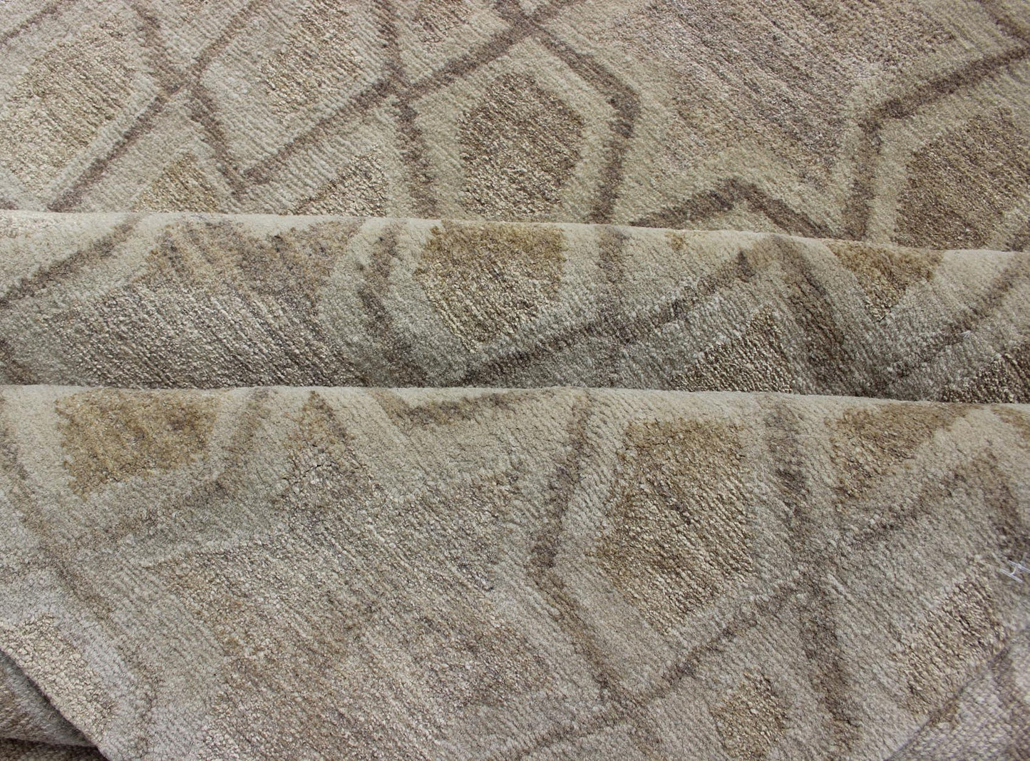 Wool and Silk Modern Design Tibetan Rug From Nepal in Neutrals and Earth Tones Wool and silk modern design Tibetan rug from Nepal in neutrals and earth tones, Nepalese Modern rug with all - over star, diamonds and geometric pattern. Wool and Silk ... - Keivan Woven Arts19 - 0824 - 11707Rug