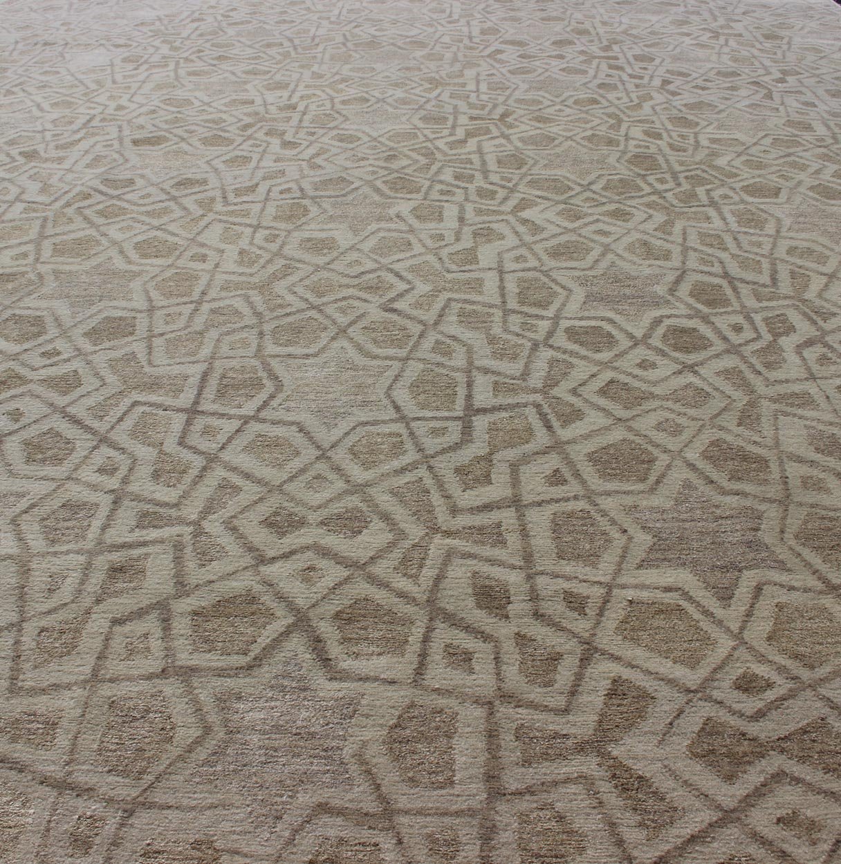 Wool and Silk Modern Design Tibetan Rug From Nepal in Neutrals and Earth Tones Wool and silk modern design Tibetan rug from Nepal in neutrals and earth tones, Nepalese Modern rug with all - over star, diamonds and geometric pattern. Wool and Silk ... - Keivan Woven Arts19 - 0824 - 11707Rug